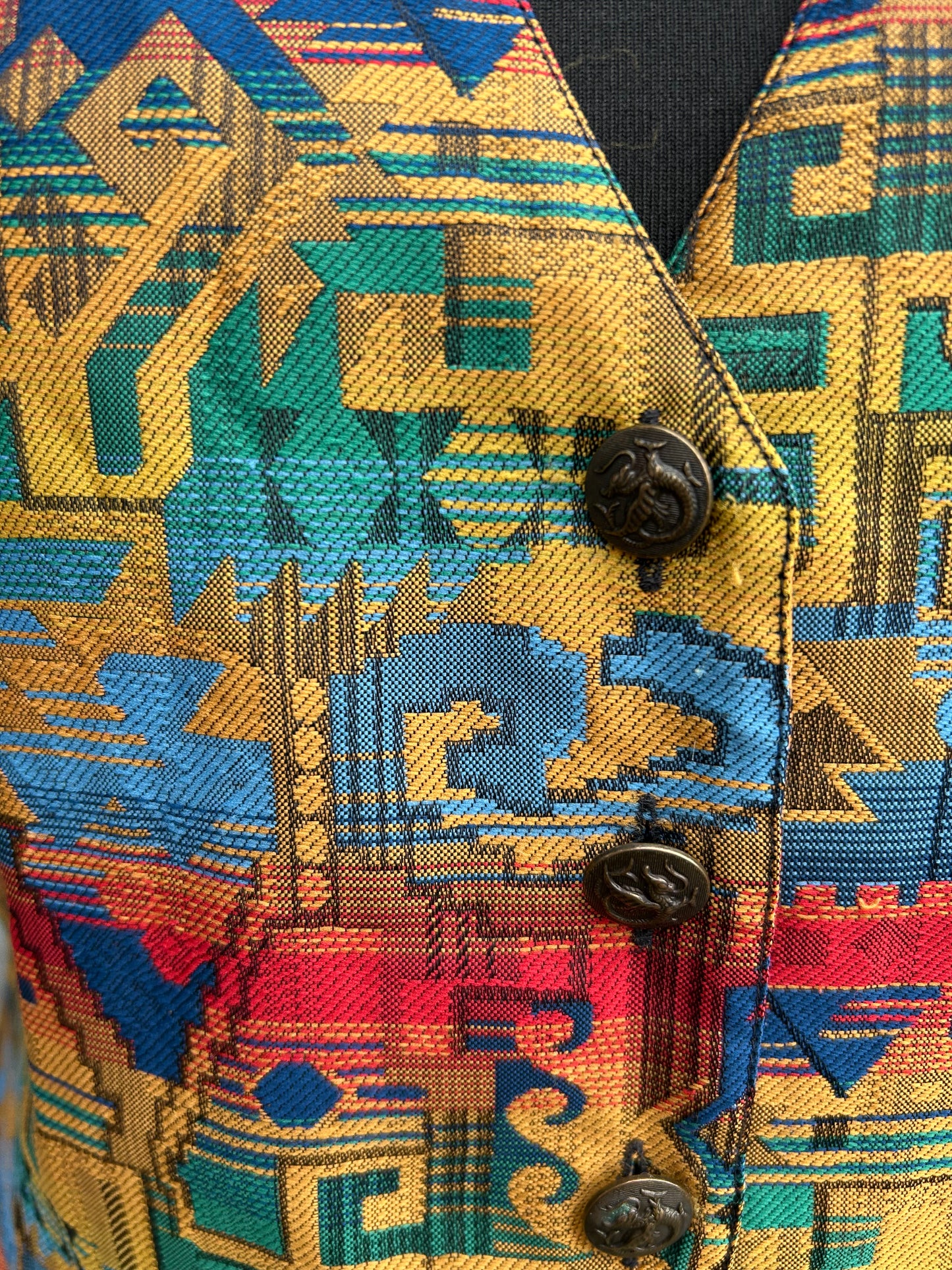 80s colourful Aztec waistcoat uk 10