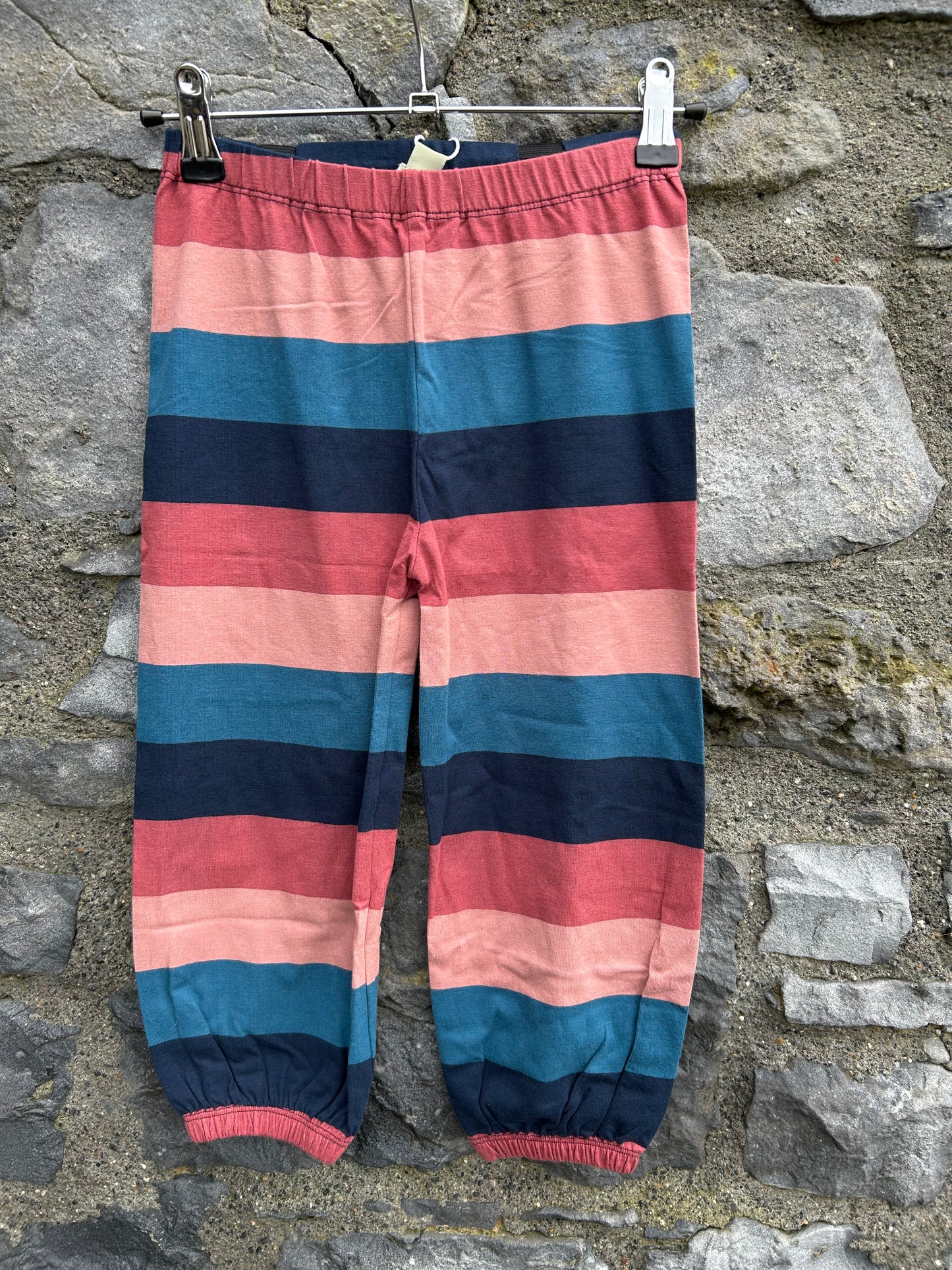 Pink&petrol stripy baggy pants 4-5y (104-110cm)