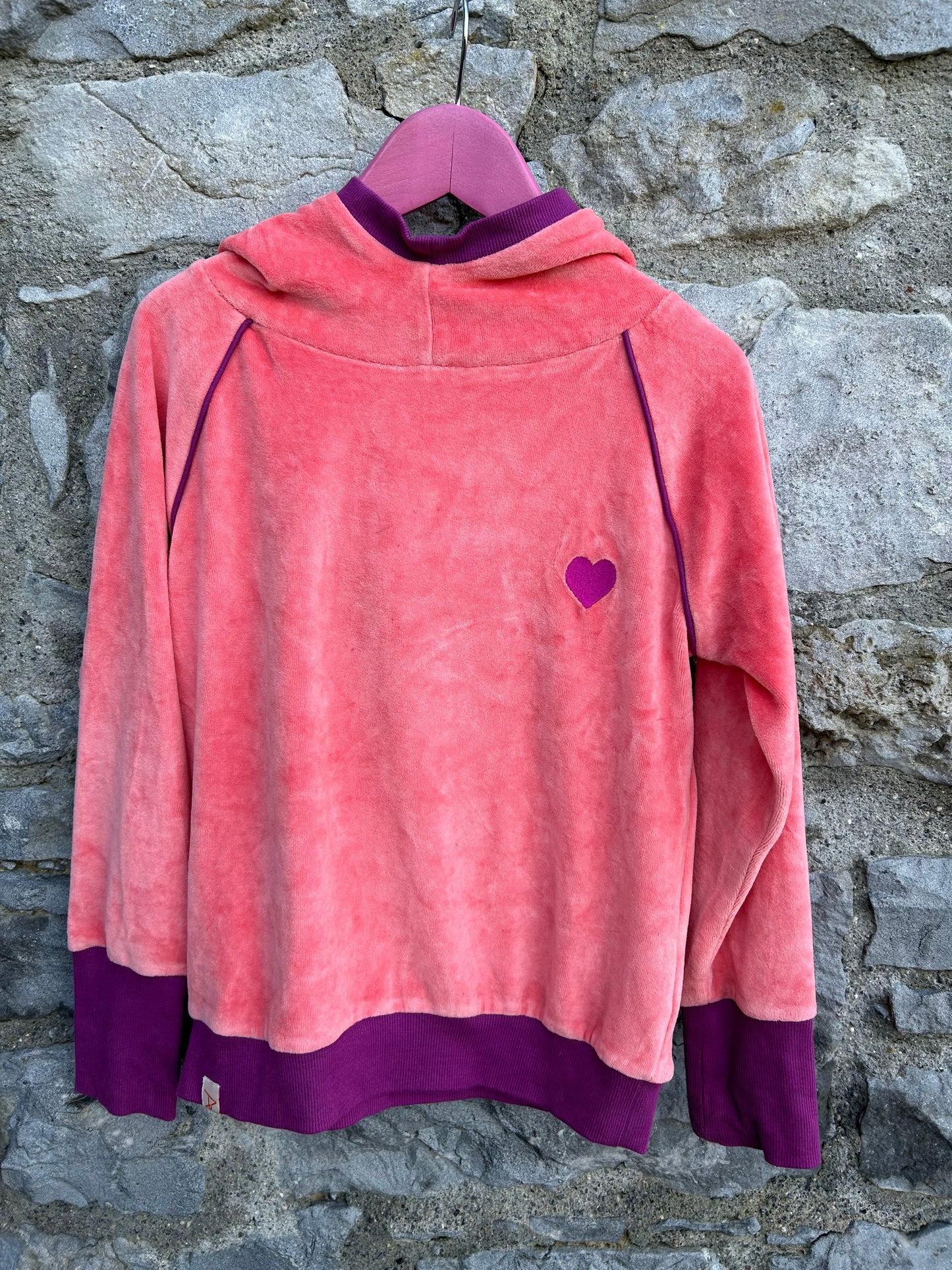 Pink velour hoodie 7-8y (122-128cm)