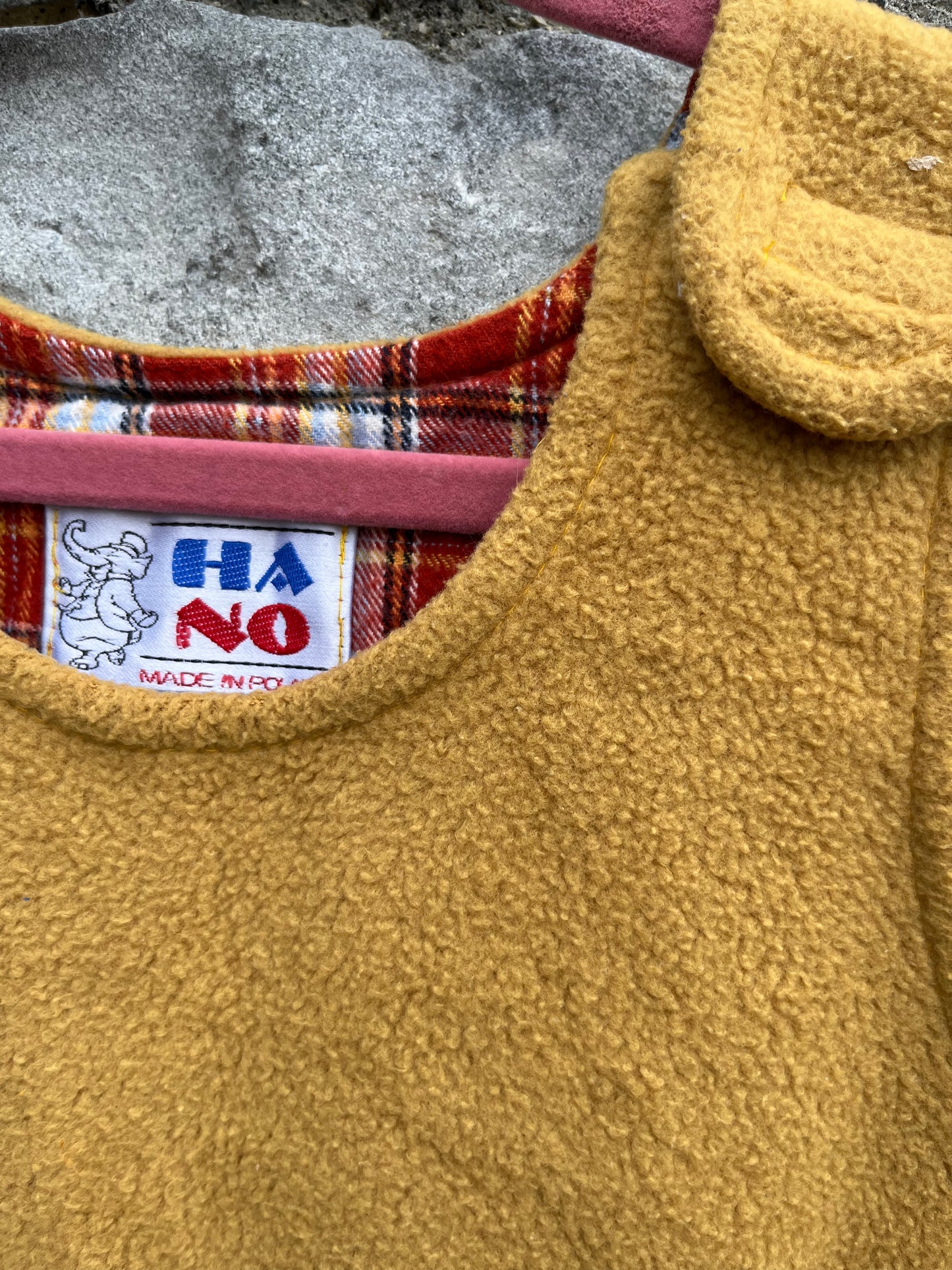 90s Mustard fleece pinafore 7-8y (122-128cm)