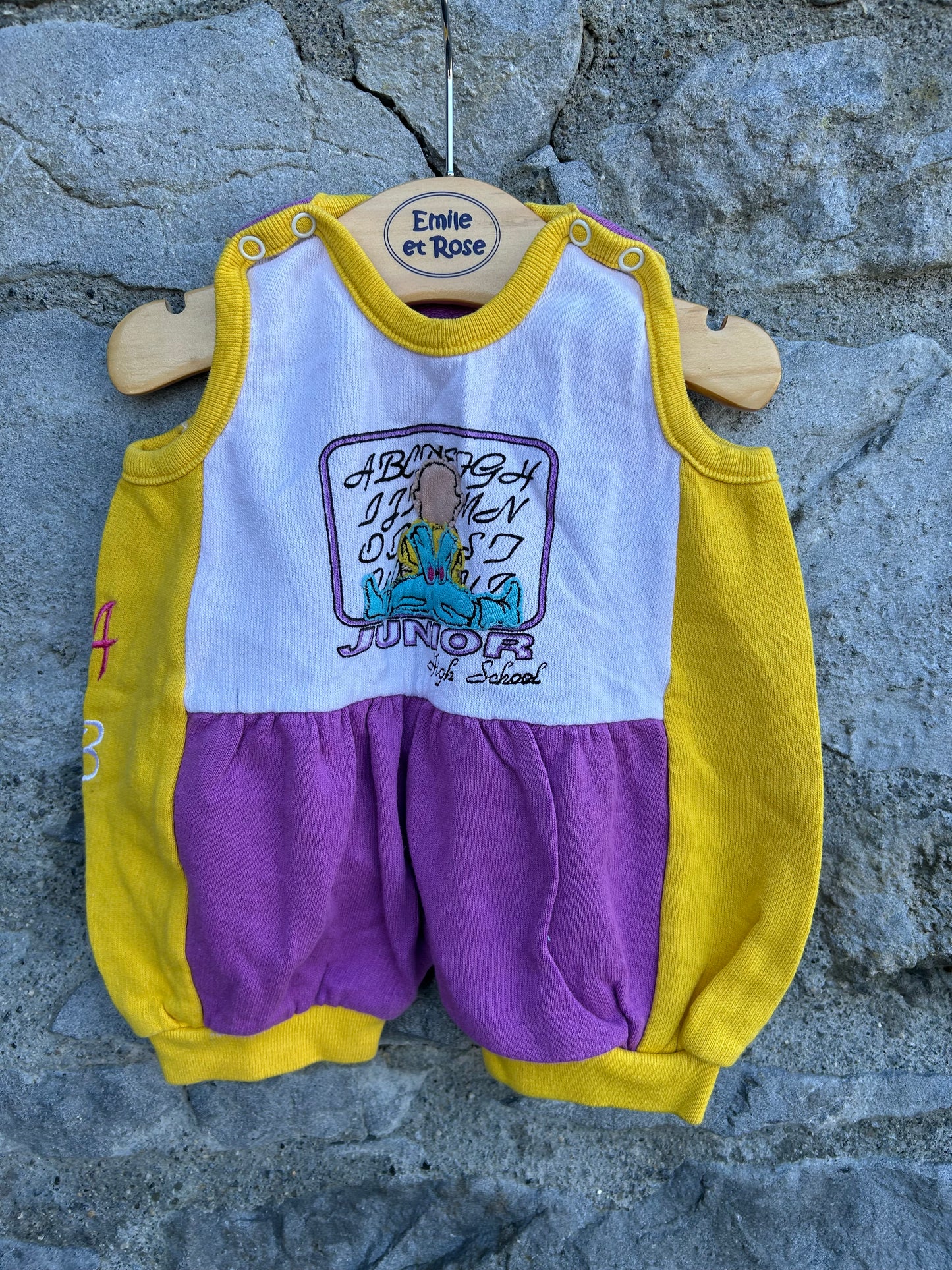 80s Purple&yellow rompers 3-6m (62-68cm)