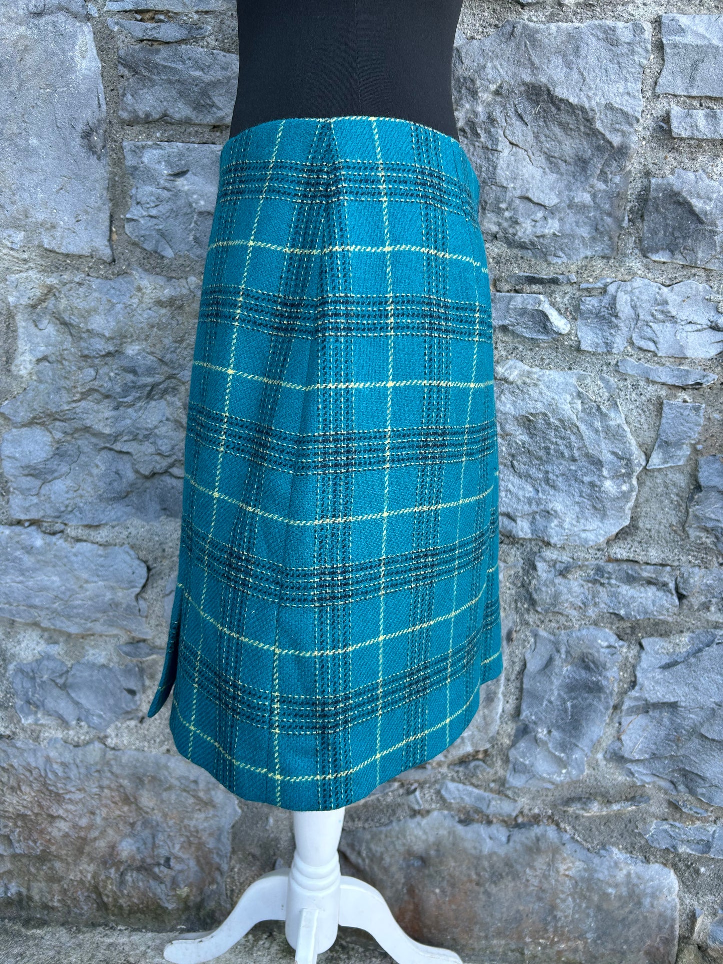 Green check woolly skirt uk 12