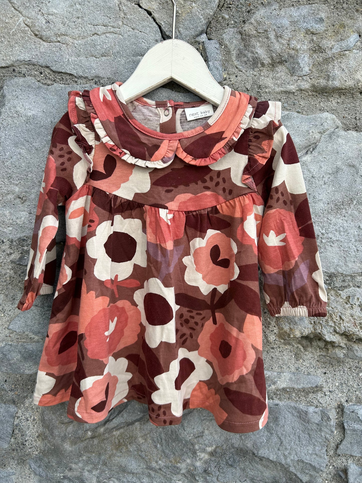 Pink& brown flowers dress 3-6m (62-68cm)
