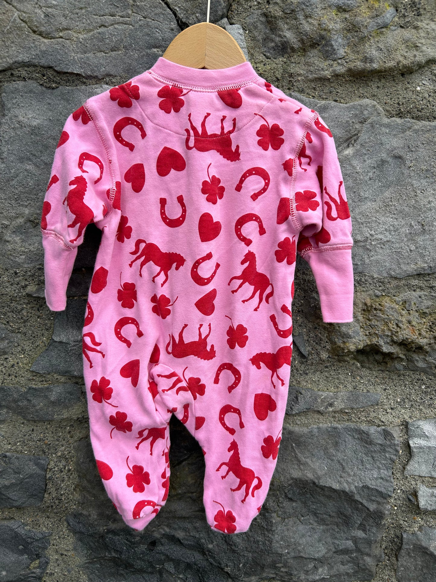 PoP Love horses pink onesie 0-1m (56cm)