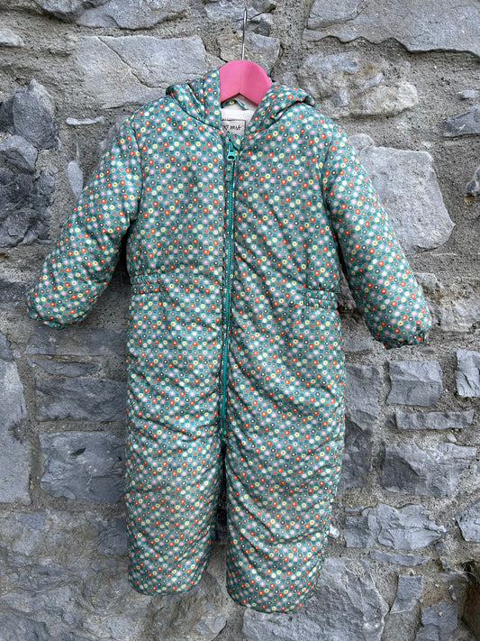 Geometric flowers green winter suit  18-24m (86-92cm)