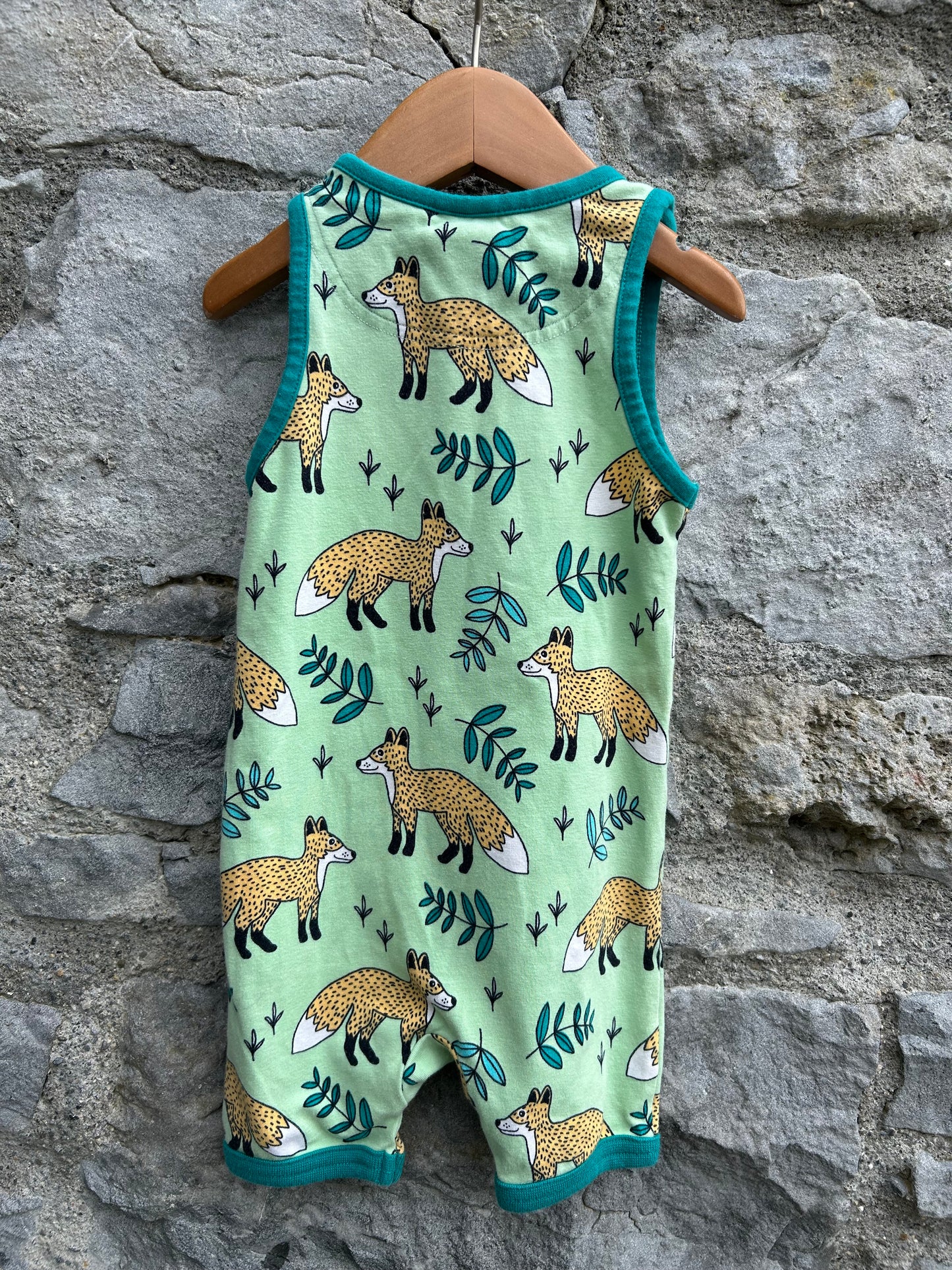 Foxes green short dungarees 3-6m (62-68cm)