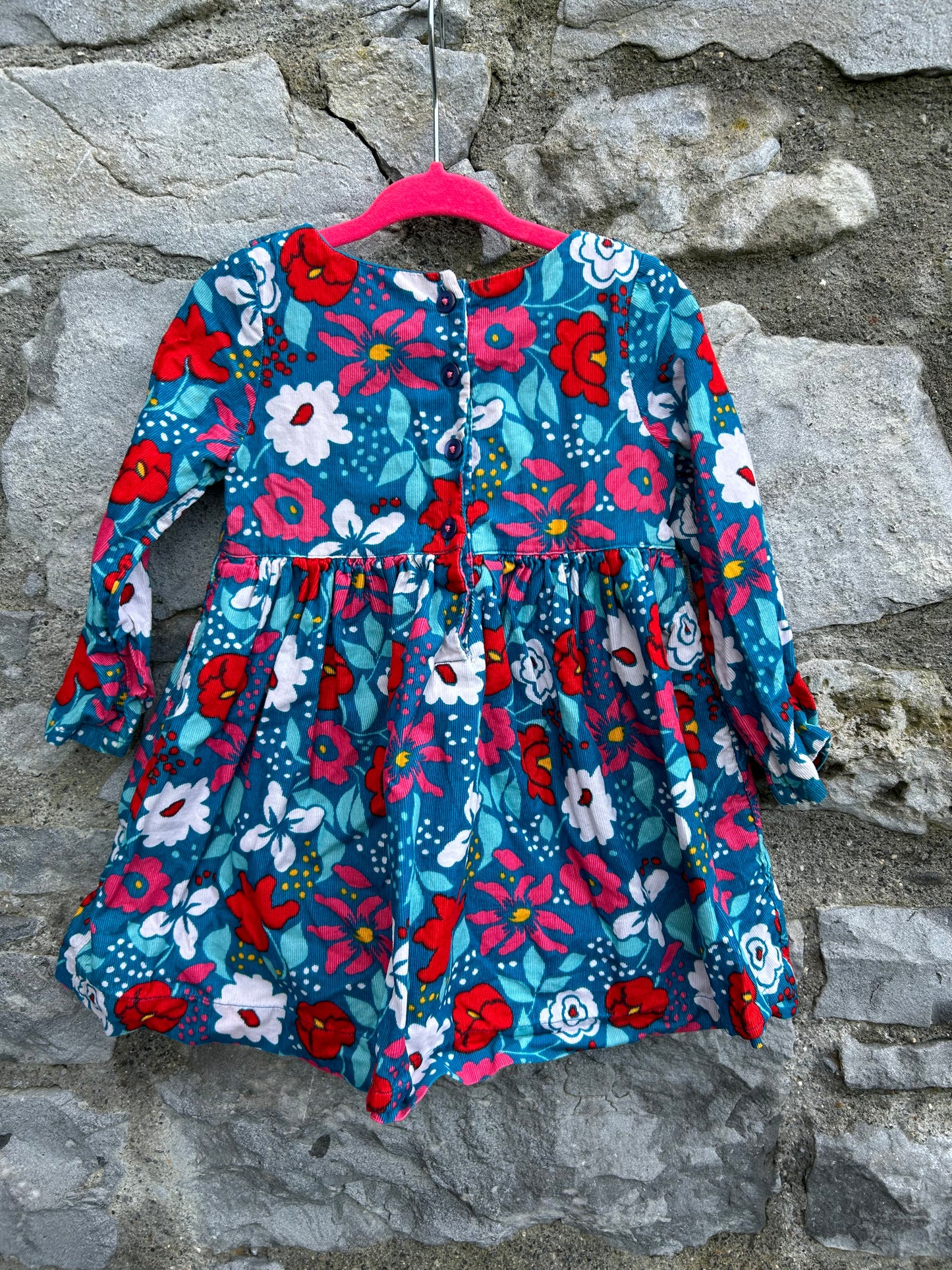 Blue&pink flowers cord dress 12-18m (80-86cm)