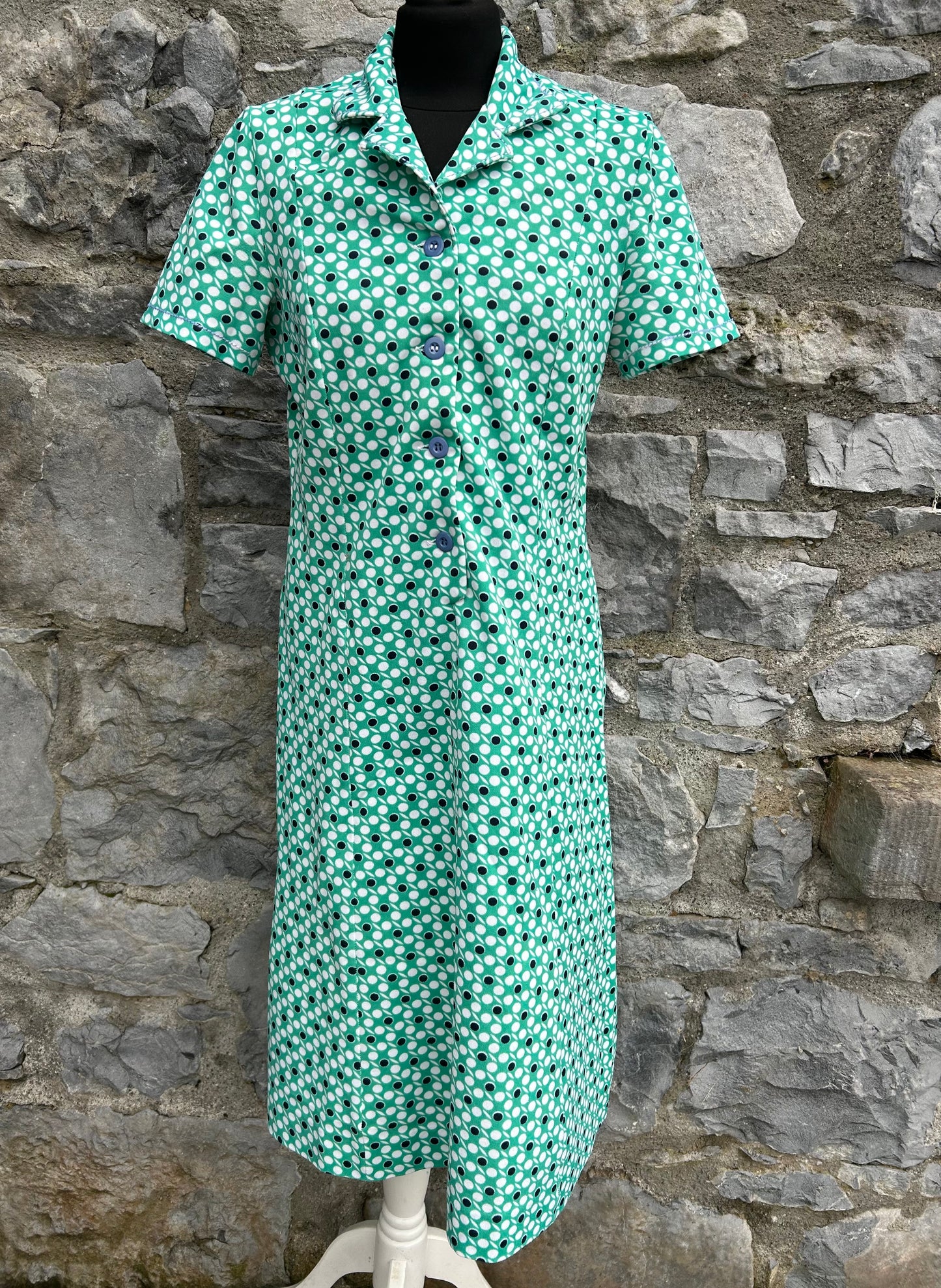 80s green spotty dress uk 12