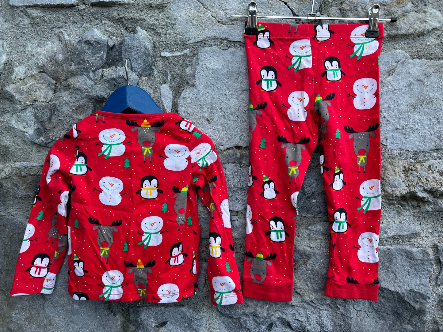 Snowmen&penguins red pj 2-3y (92-98cm)