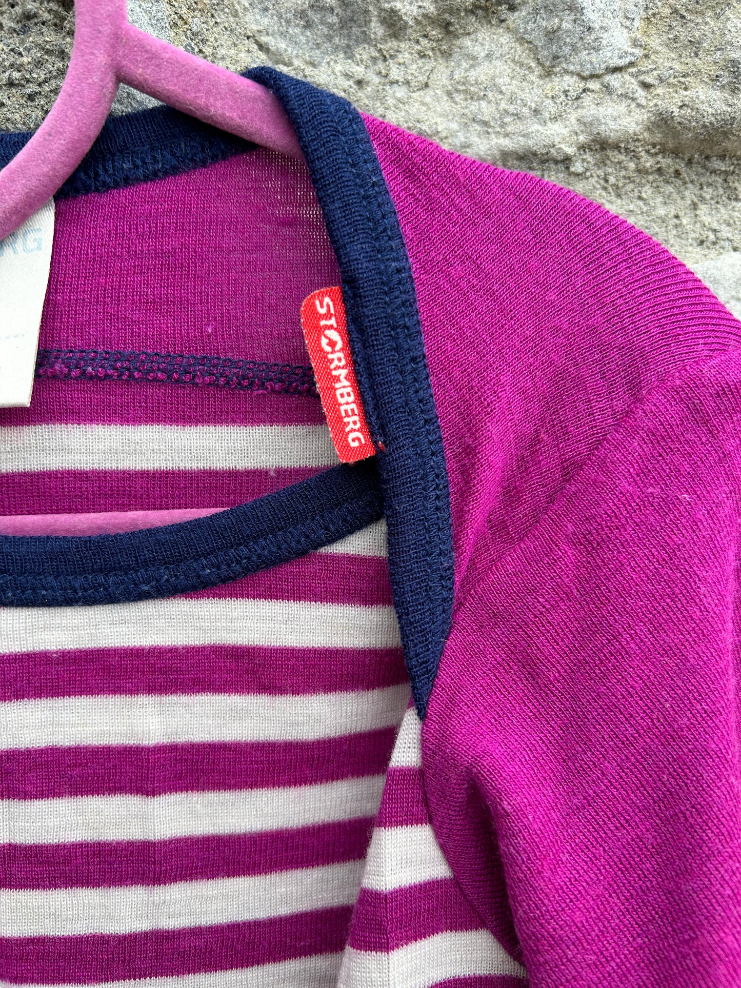 Pink stripy woolly onesie 4-5y (104-110cm)