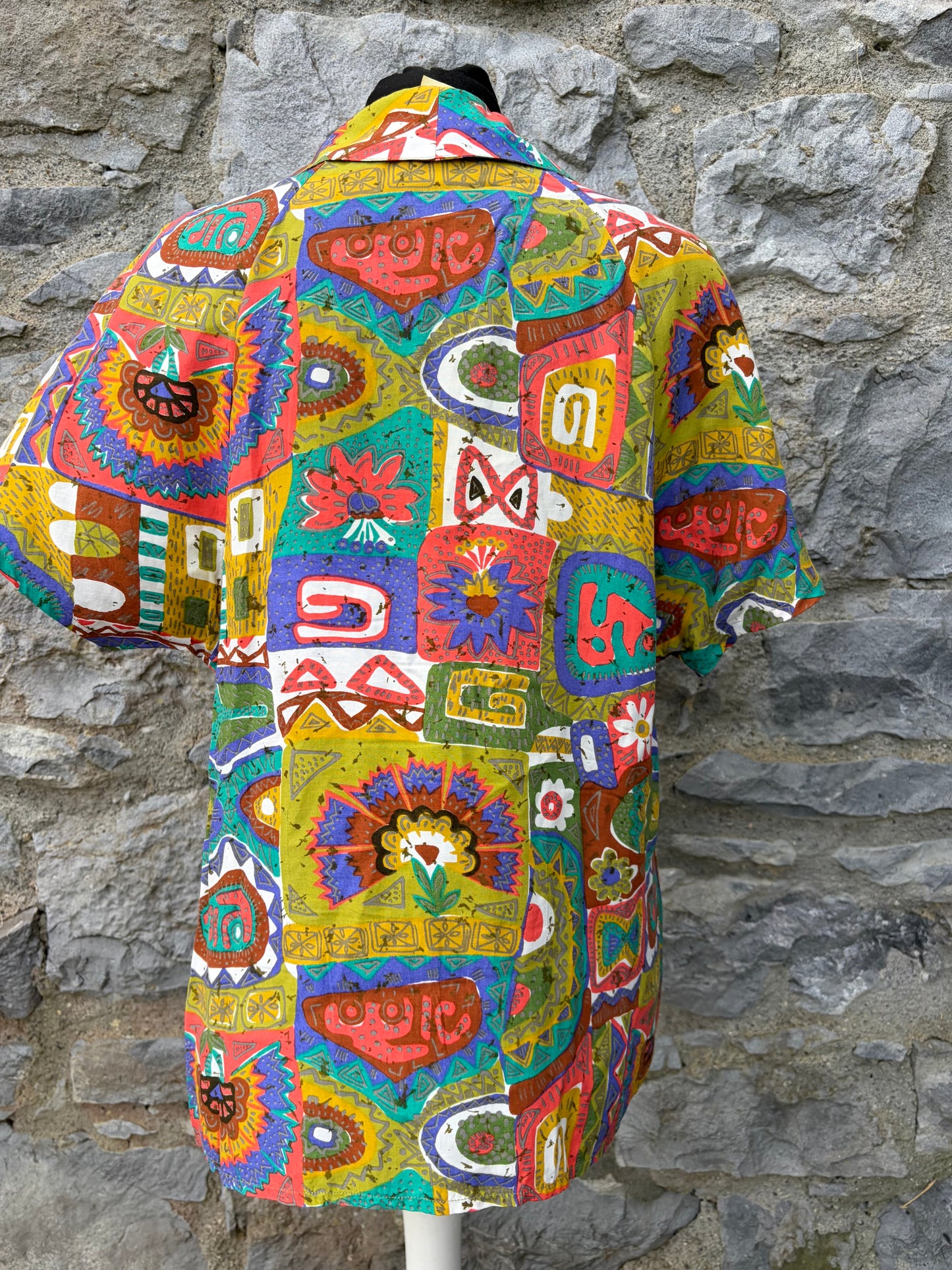 80s multicolour abstract print shirt uk 10