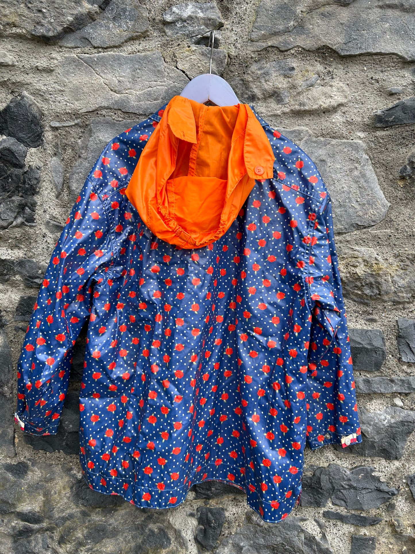 90s roses navy raincoat 9-10y (134-140cm)