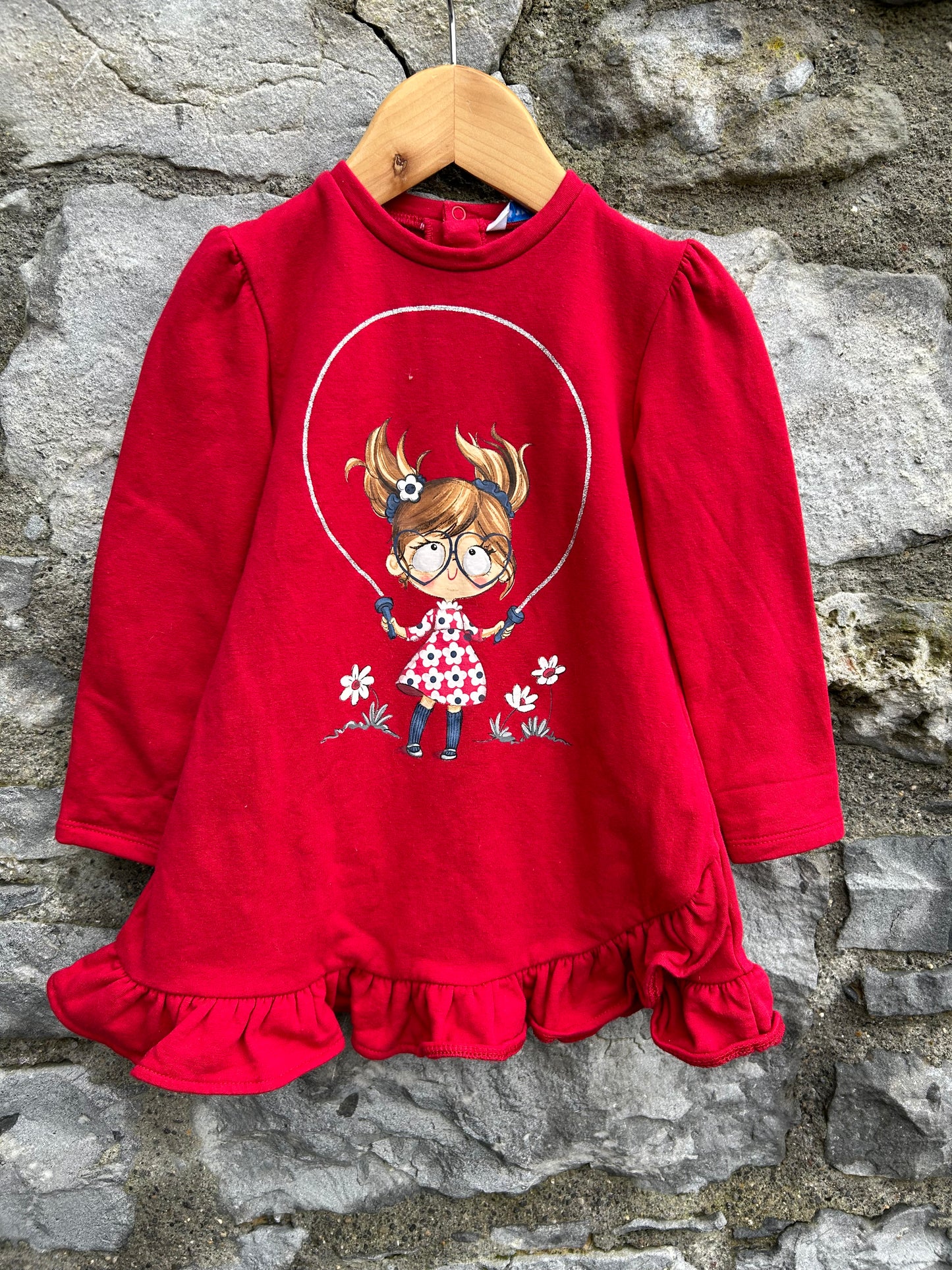 Jumping girl red dress 18-24m (86-92cm)