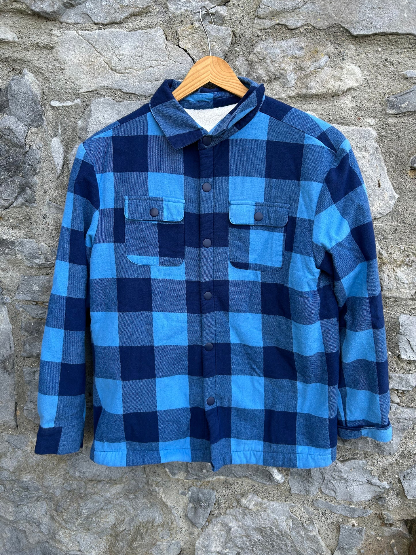 Blue fleece lined check shirt 11-12y (146-152cm)