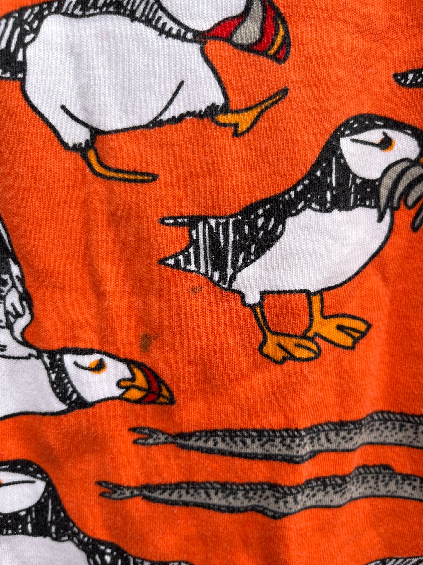 Orange puffin dungarees 2y (92cm)