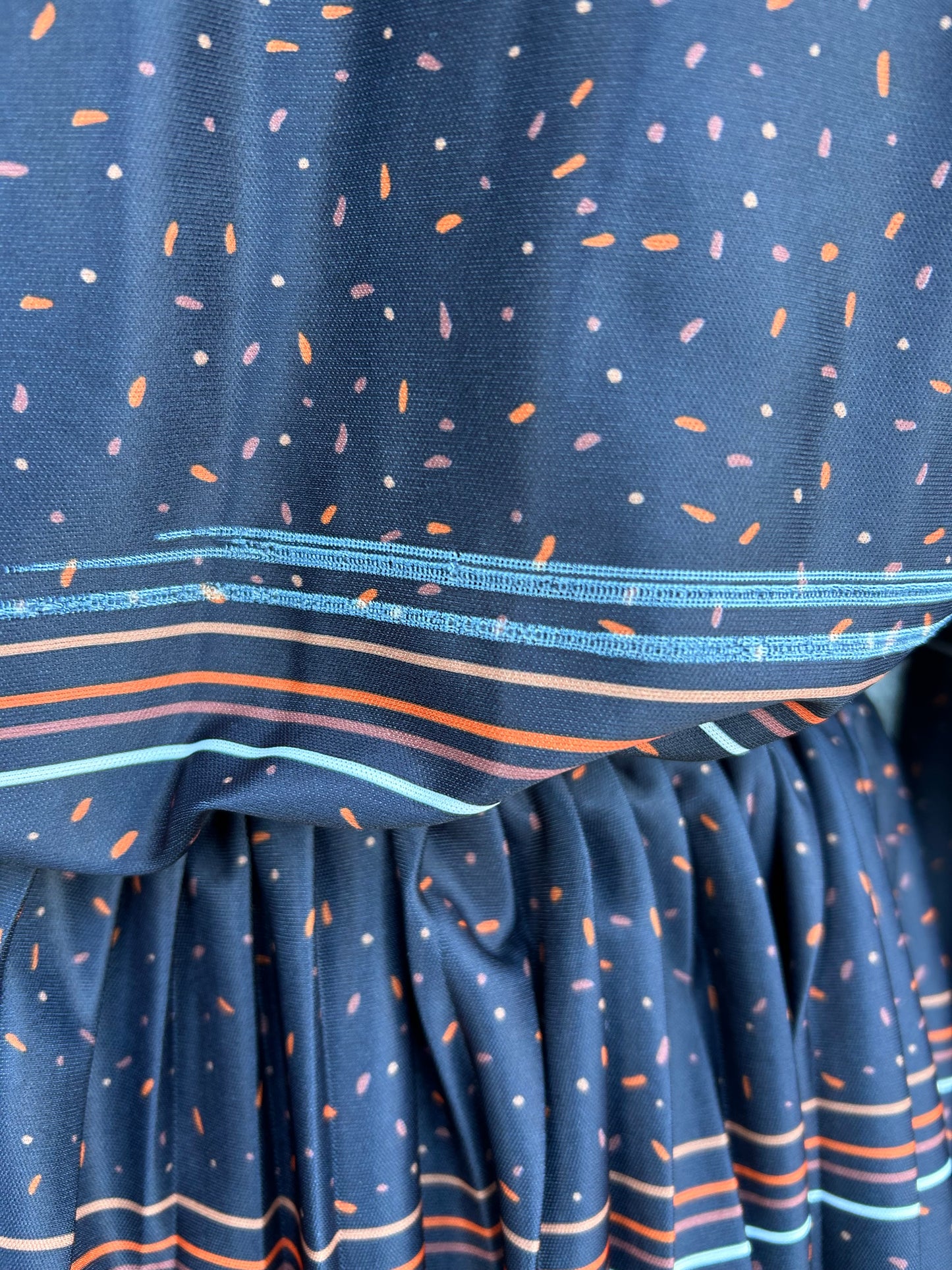 80s navy spots&lines navy dress uk 12