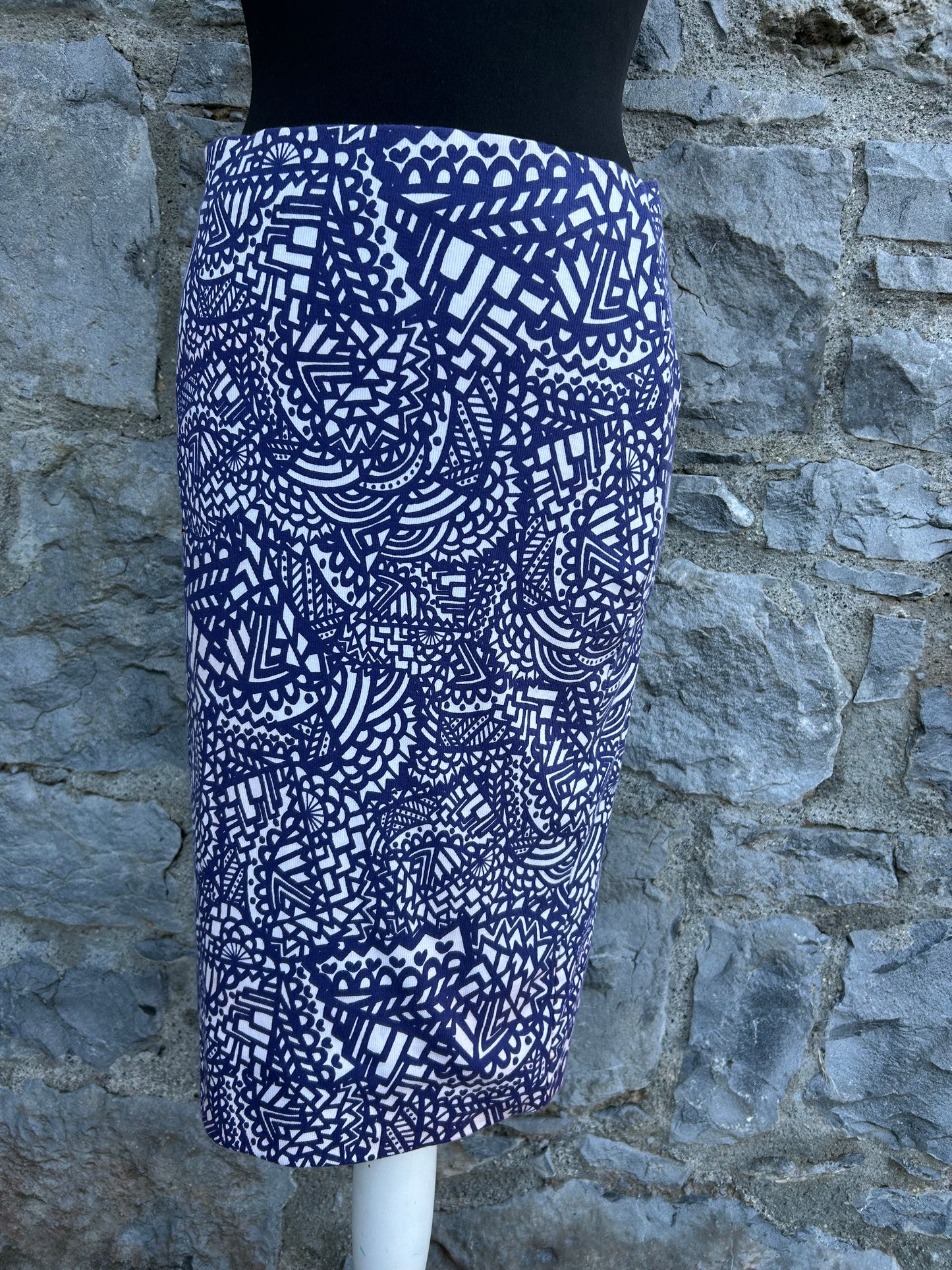 Blue geometrical skirt uk 10-12