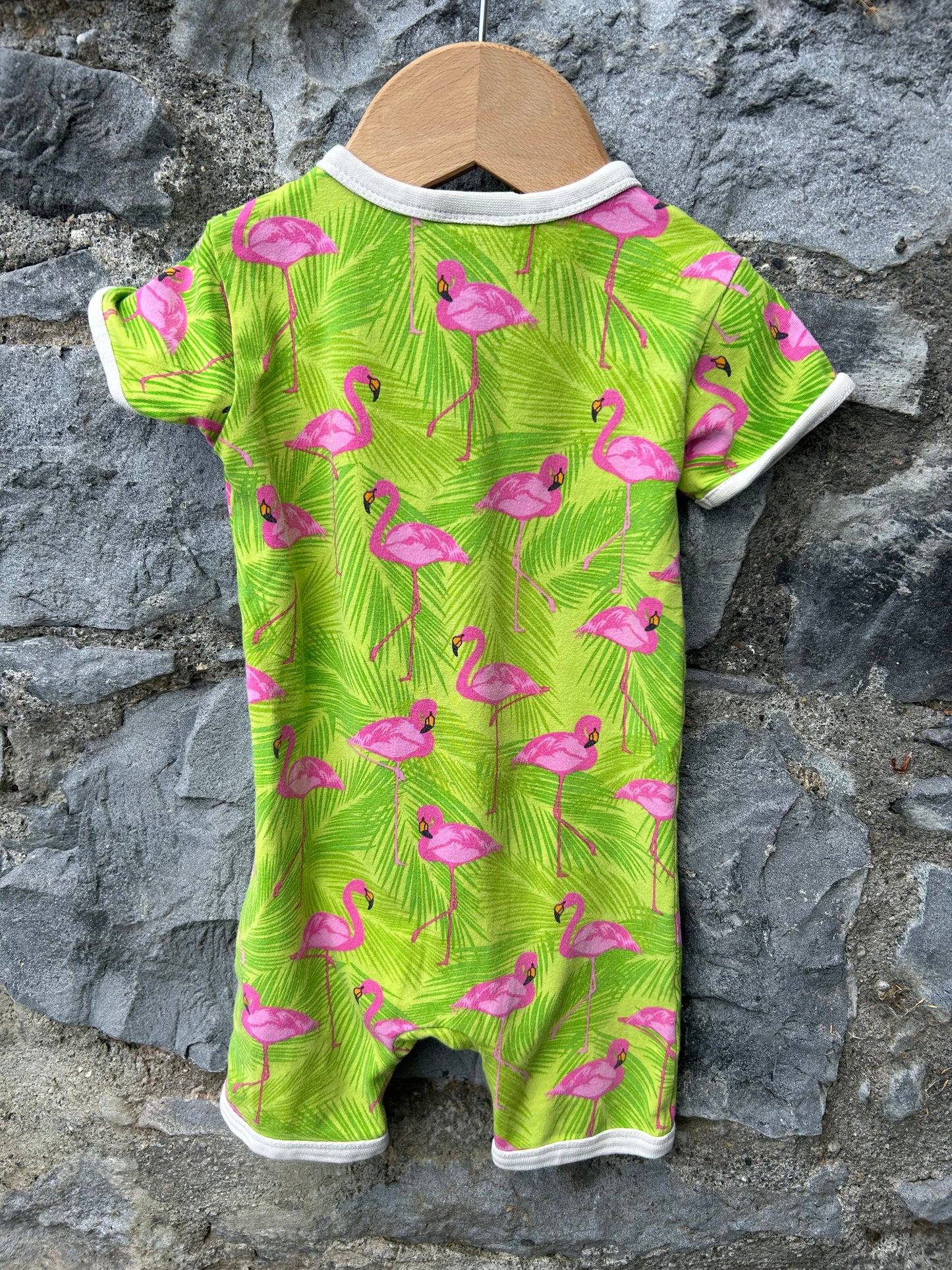 Flamingos green rompers 9m (74cm)
