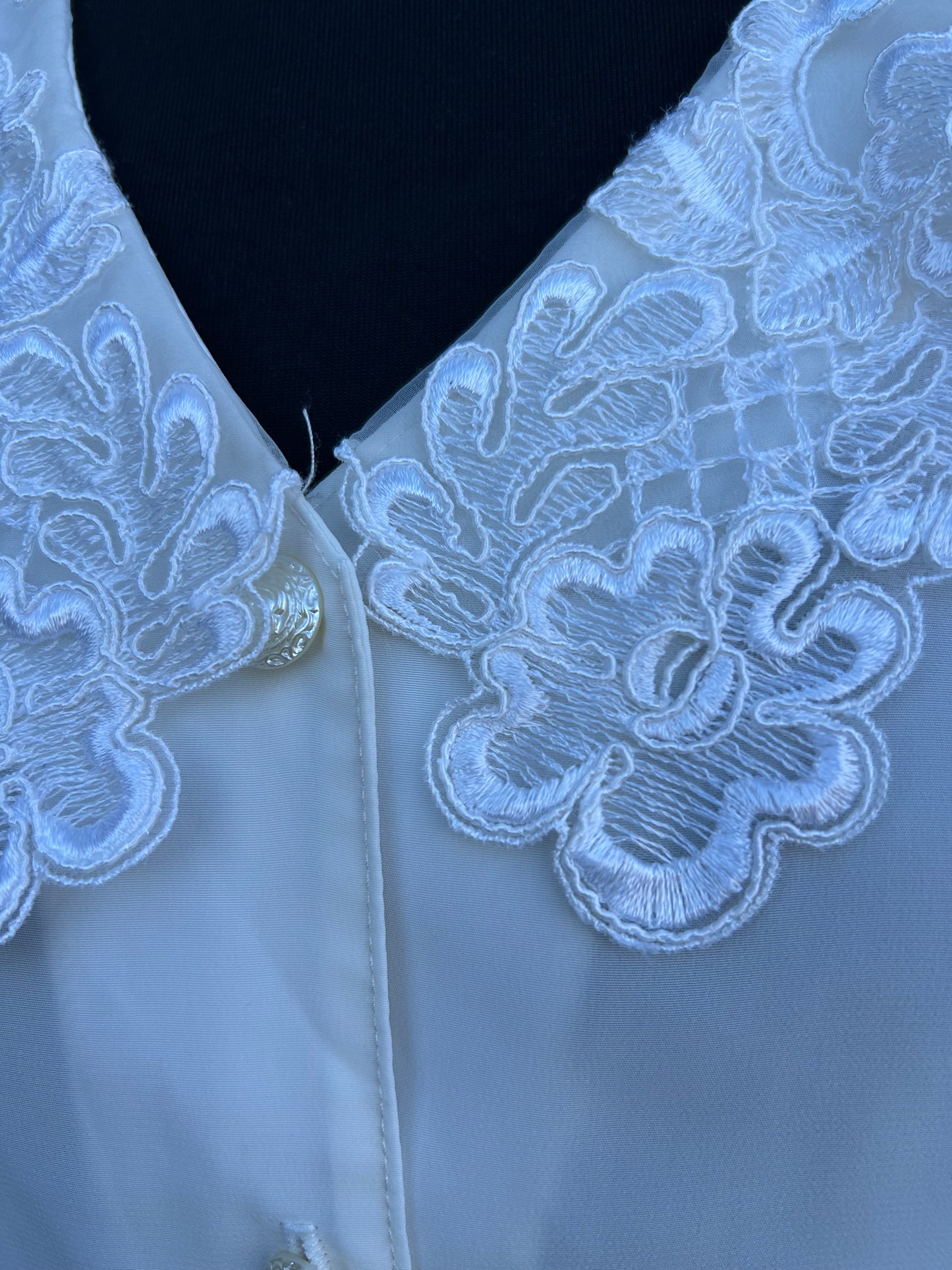 90s white lace collar blouse uk 12