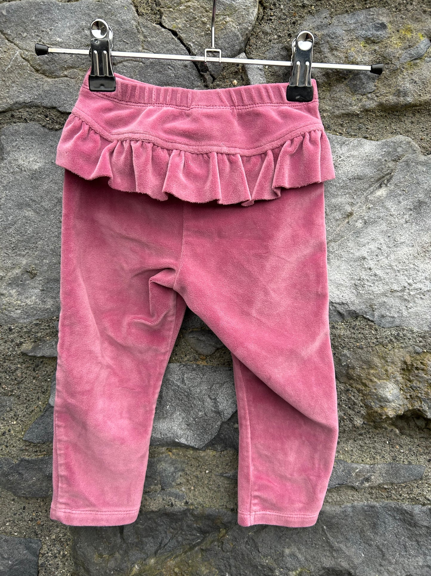 Pink velvet leggings with ruffle 12m (80cm)