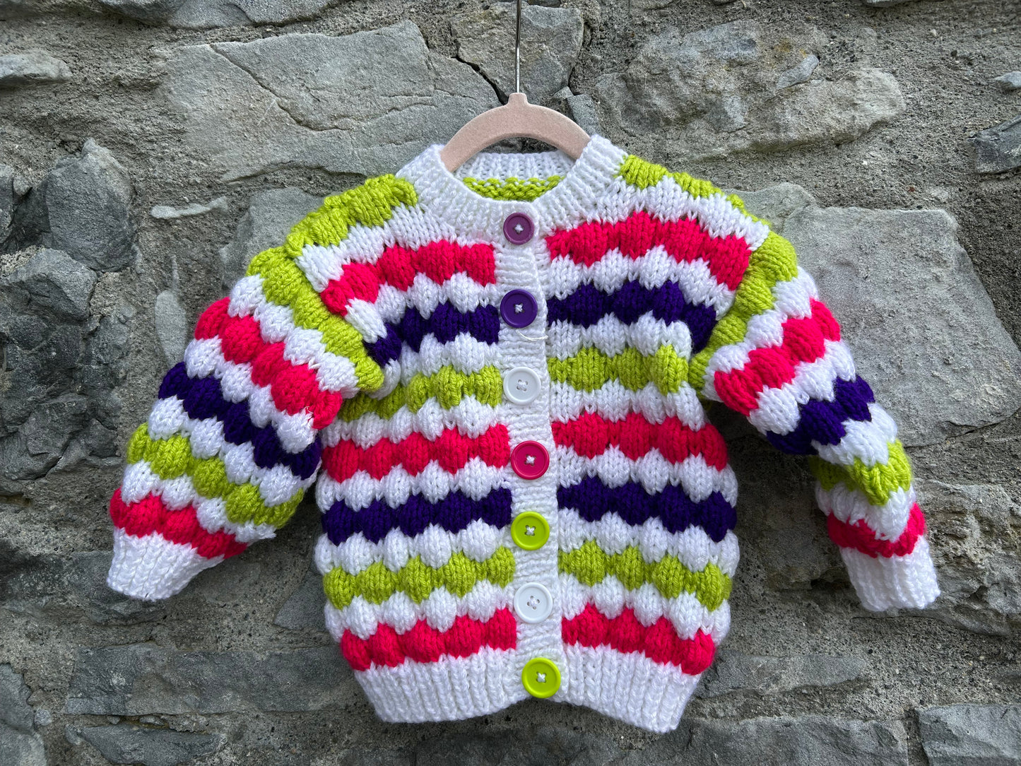 Colourful bubble knit cardigan 2-3y (92-98cm)