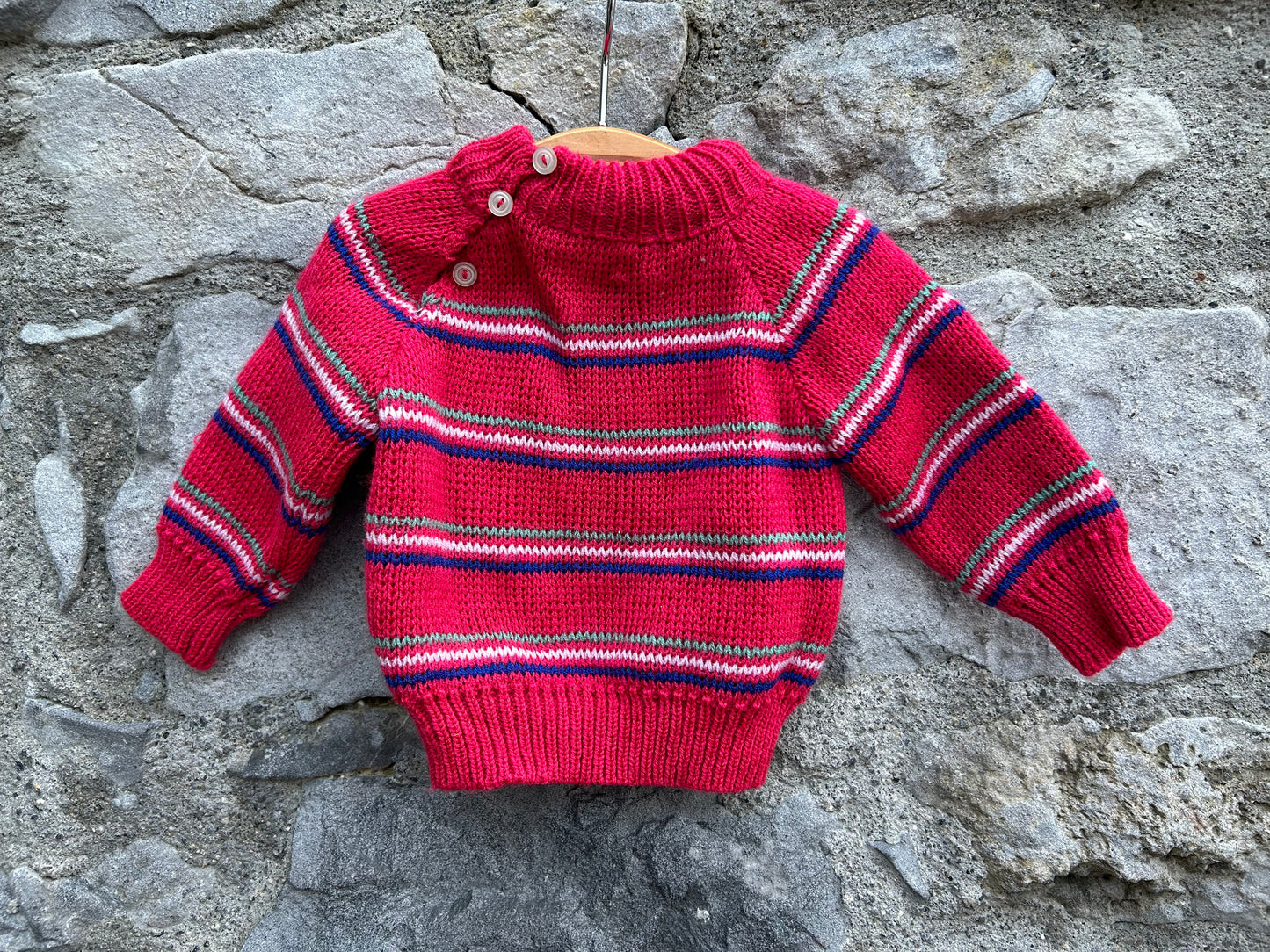 80s pink stripy jumper 0-1m (50-56cm)