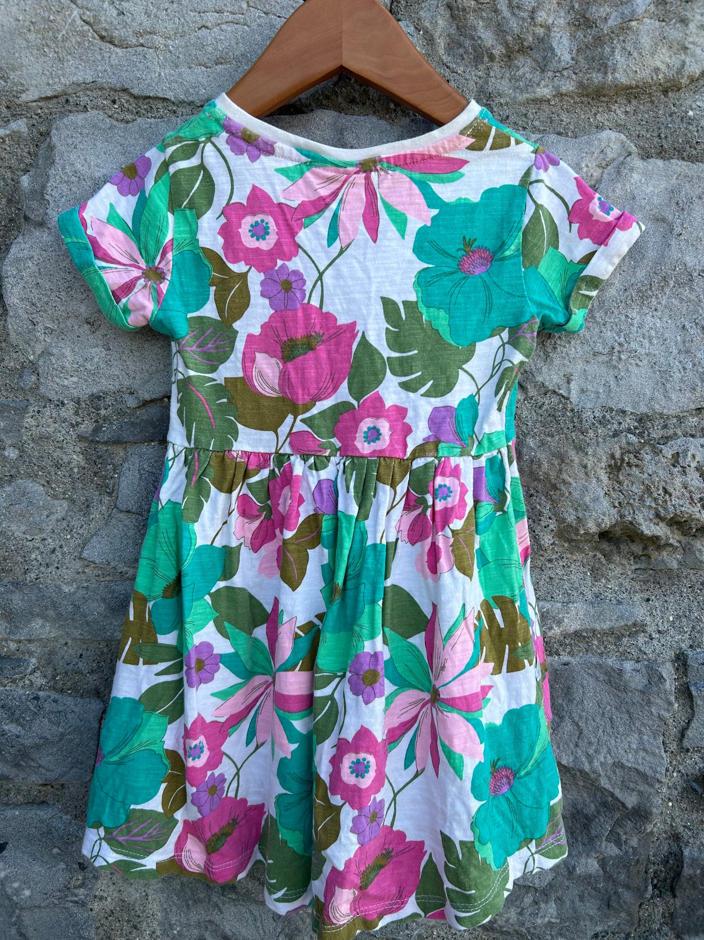 Pink&green floral dress 18-24m (86-92cm)