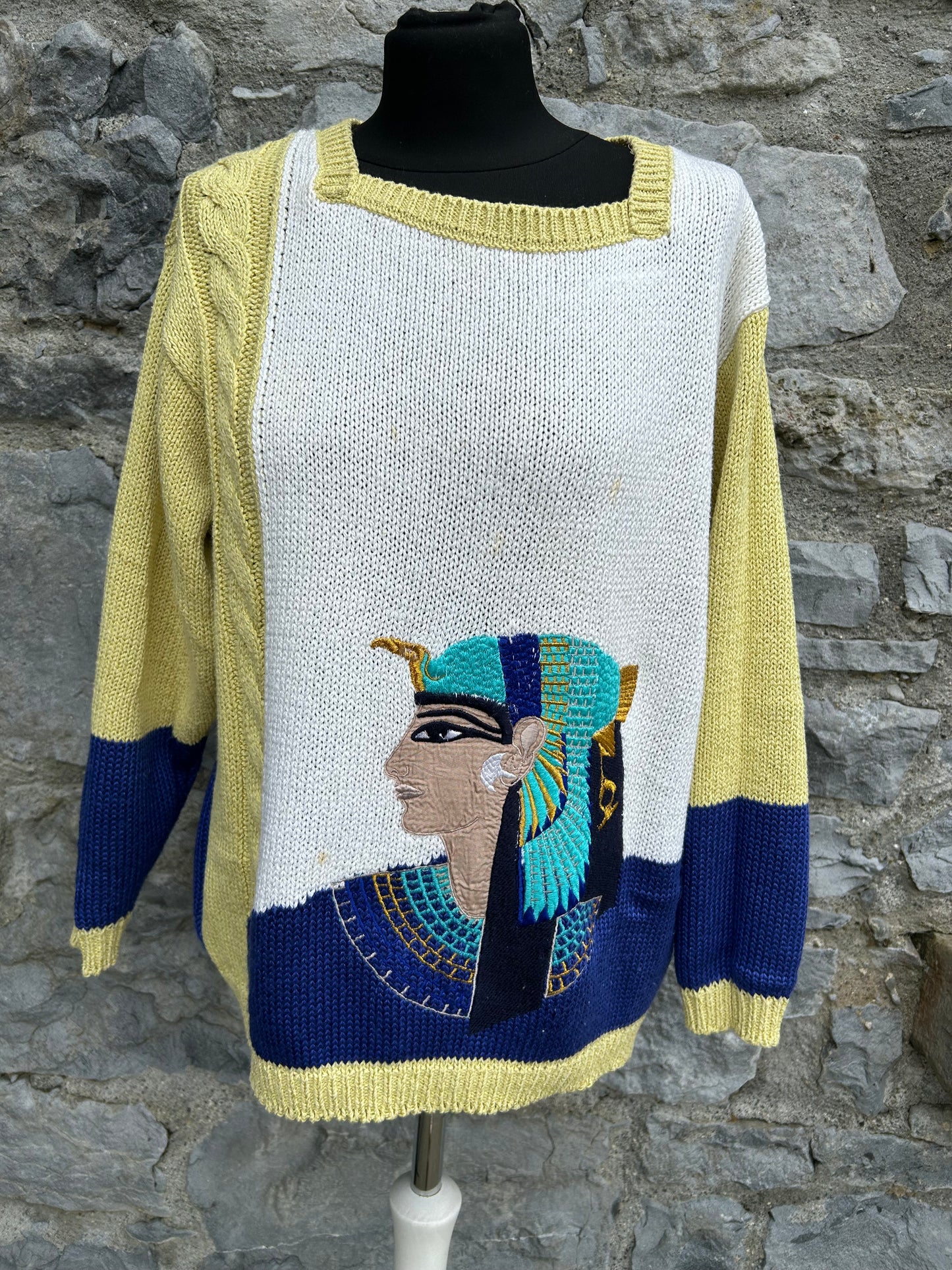 80s Cleopatra white&yellow jumper uk 12