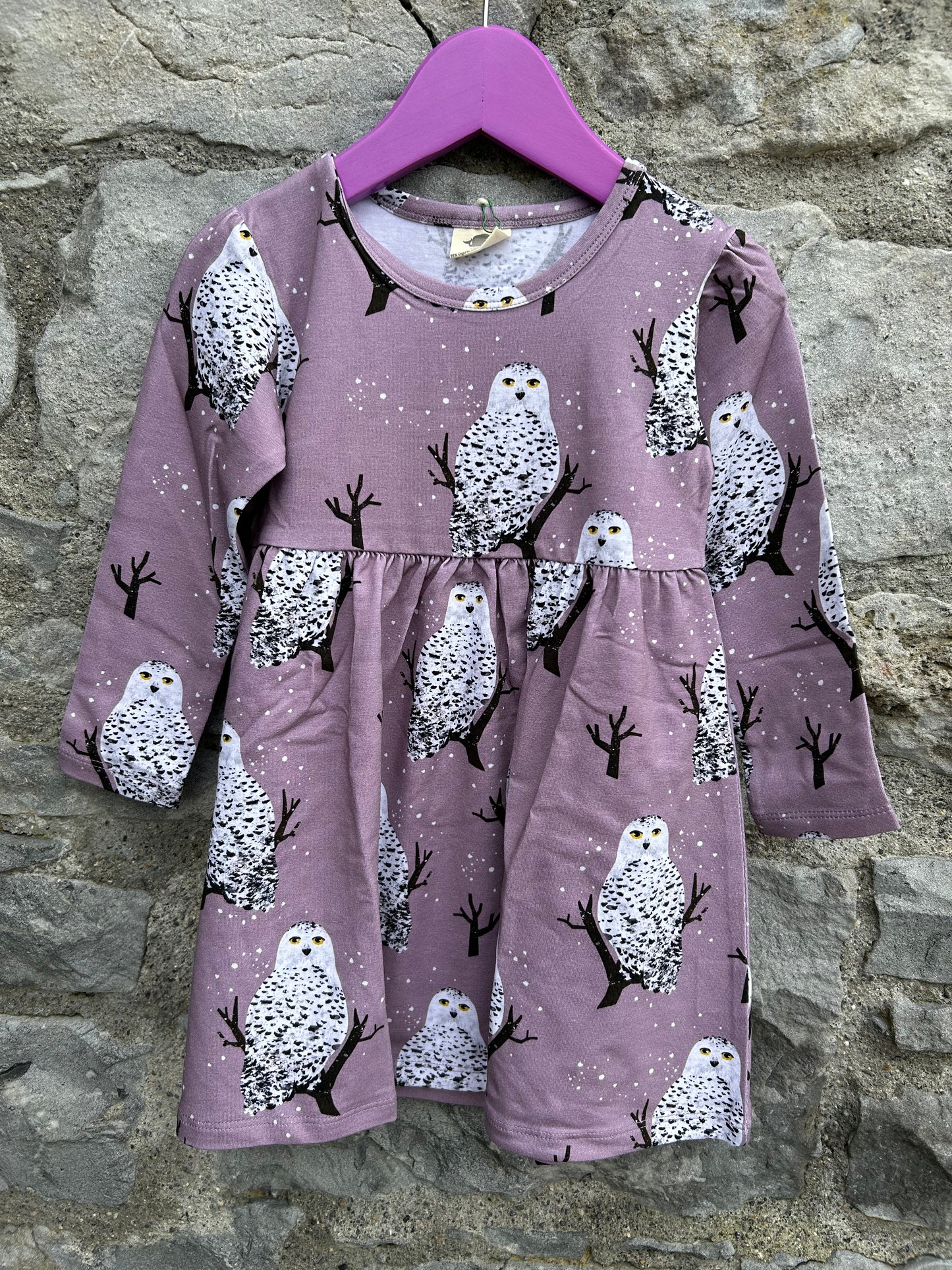 Snow owl pink dress 2-3y (92-98cm)