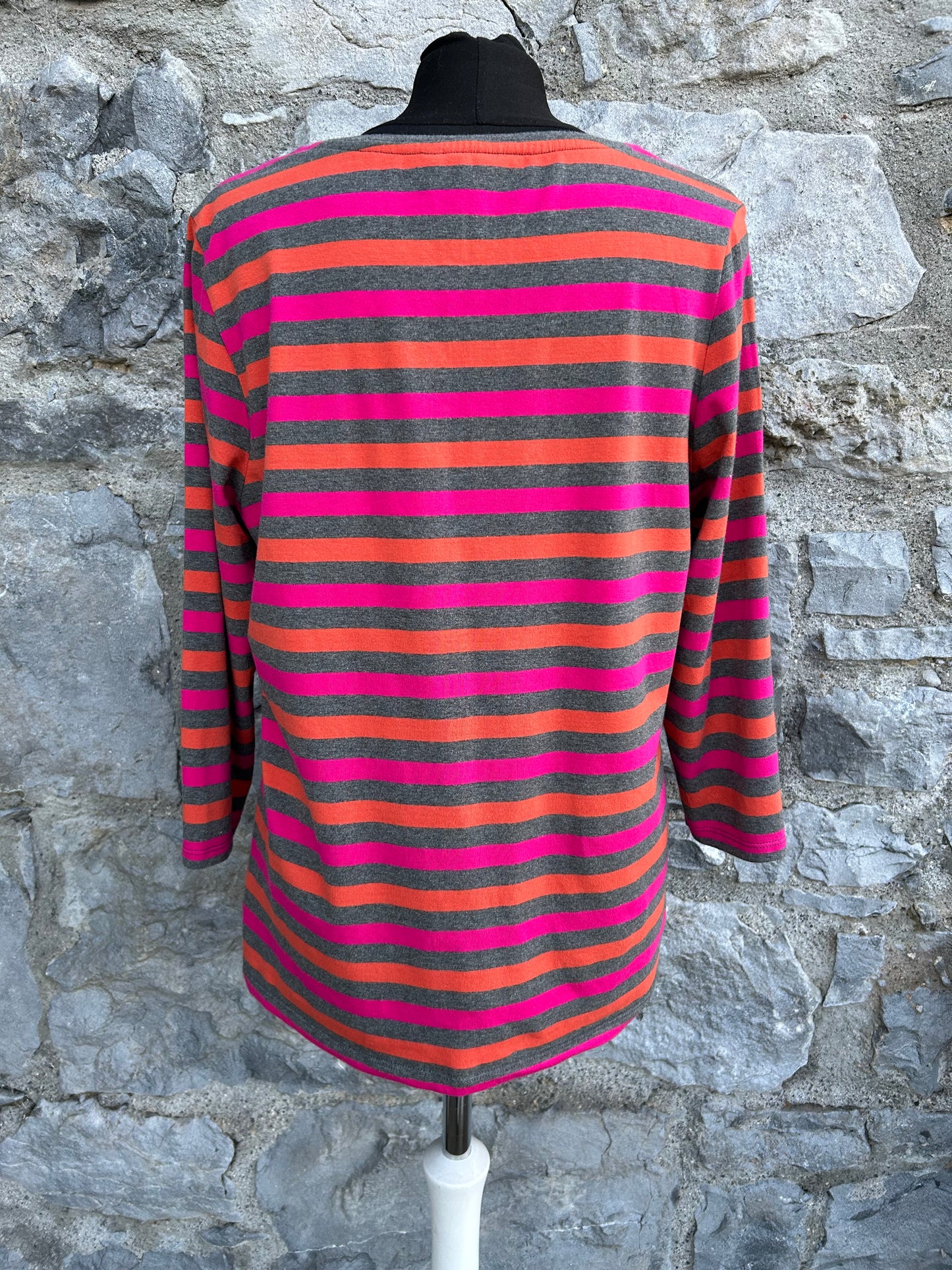 Pink&orange&grey stripy top uk 14