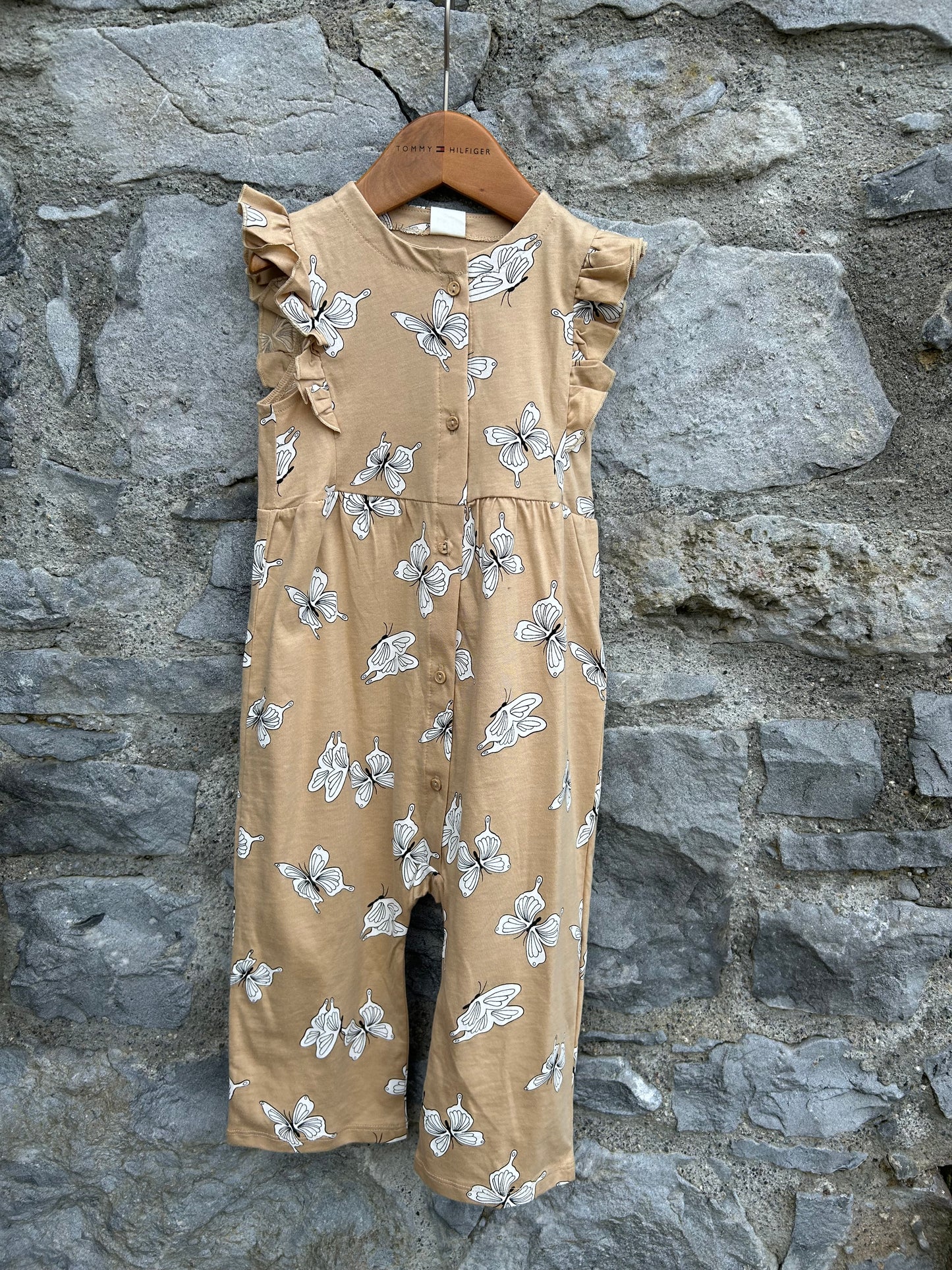 Butterfly beige jumpsuit 12-18m (80-86cm)