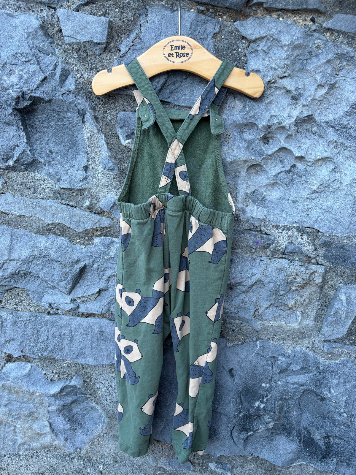 Pandas Green dungarees 12-18m (80-86cm)