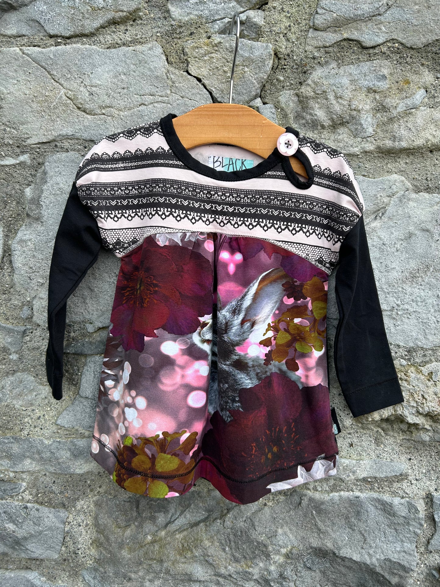 Bunny black dress 6-9m (68-74cm)