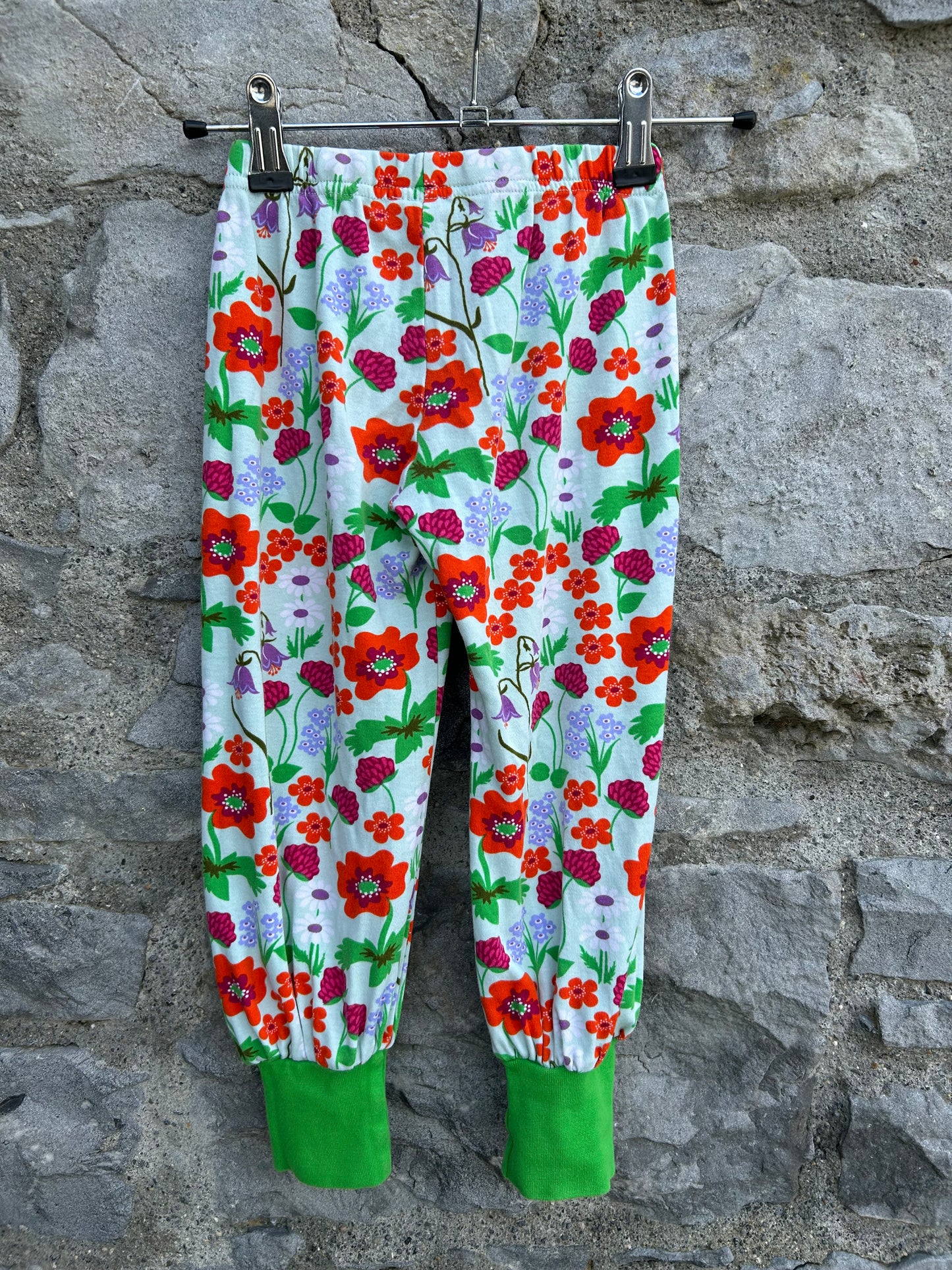 Floral green baggy pants 2-3y (92-98cm)