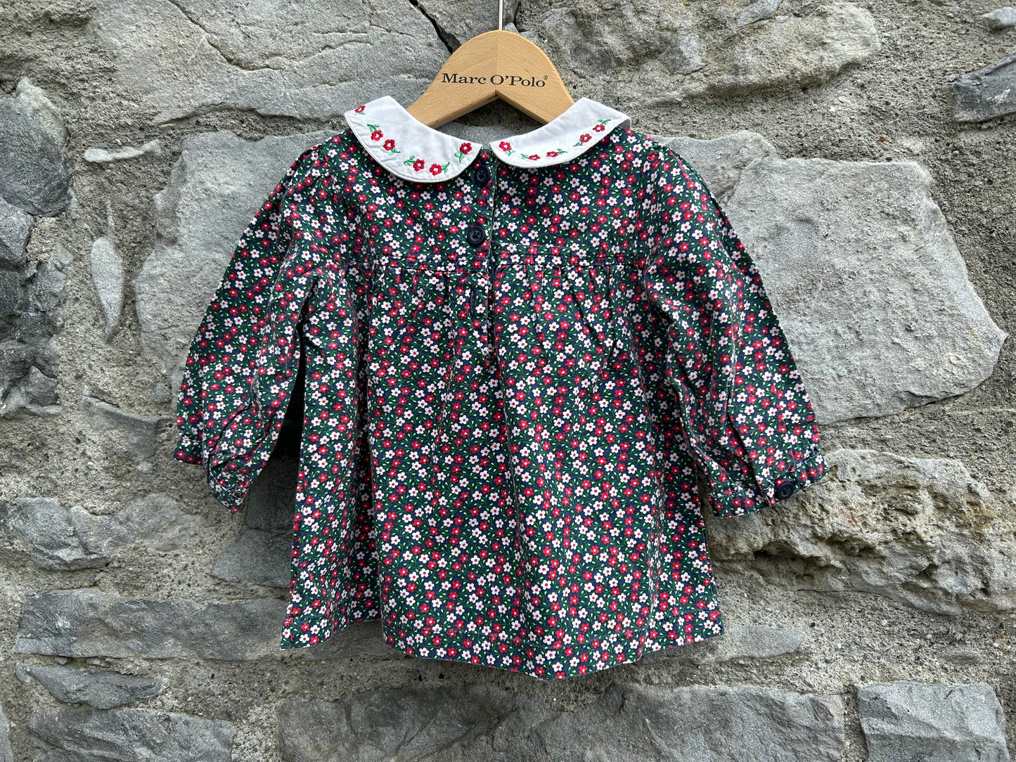 Floral Peter collar navy blouse 6-9m (68-74cm)