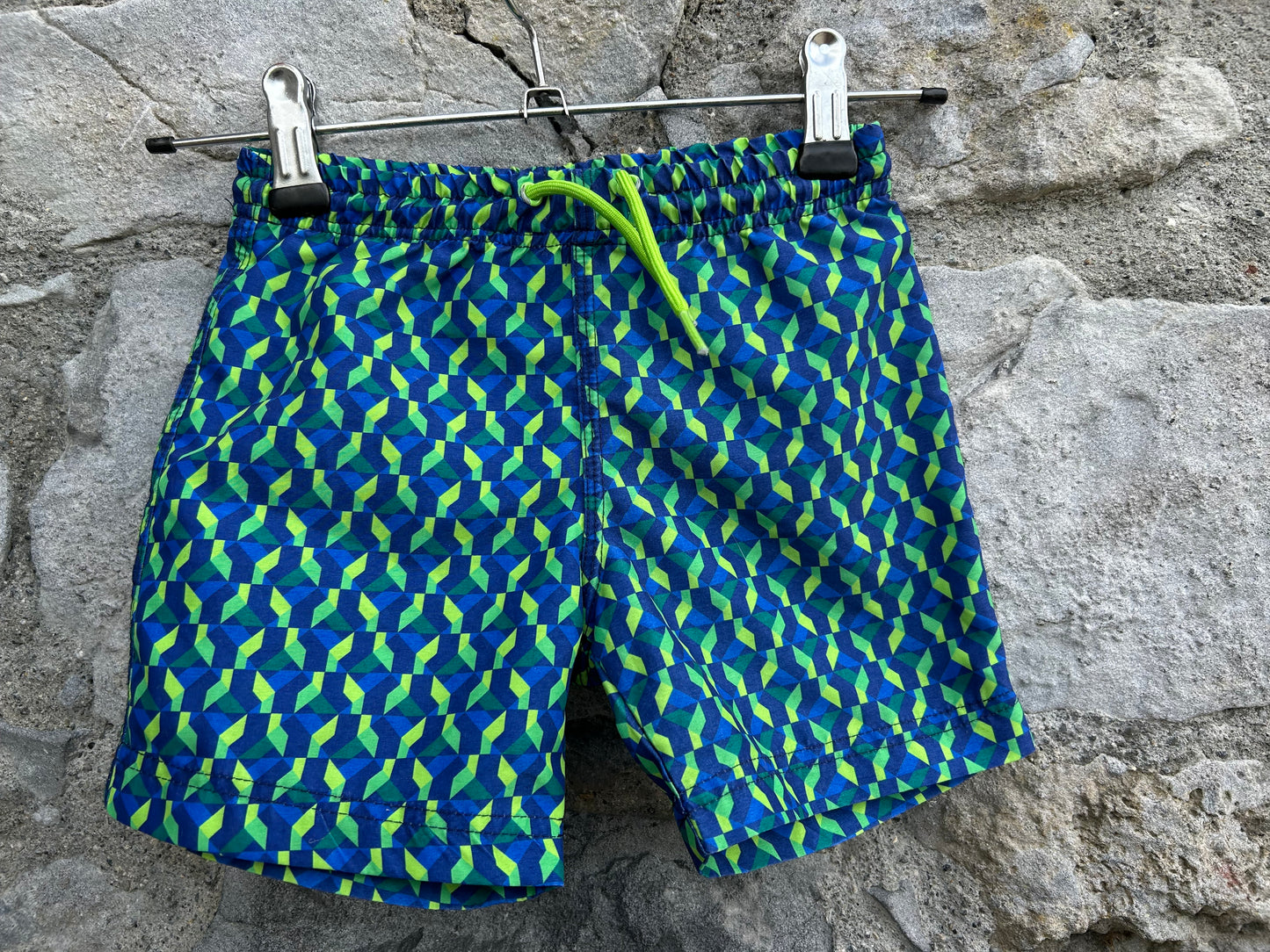 Green geometric swim shorts 3y (98cm)