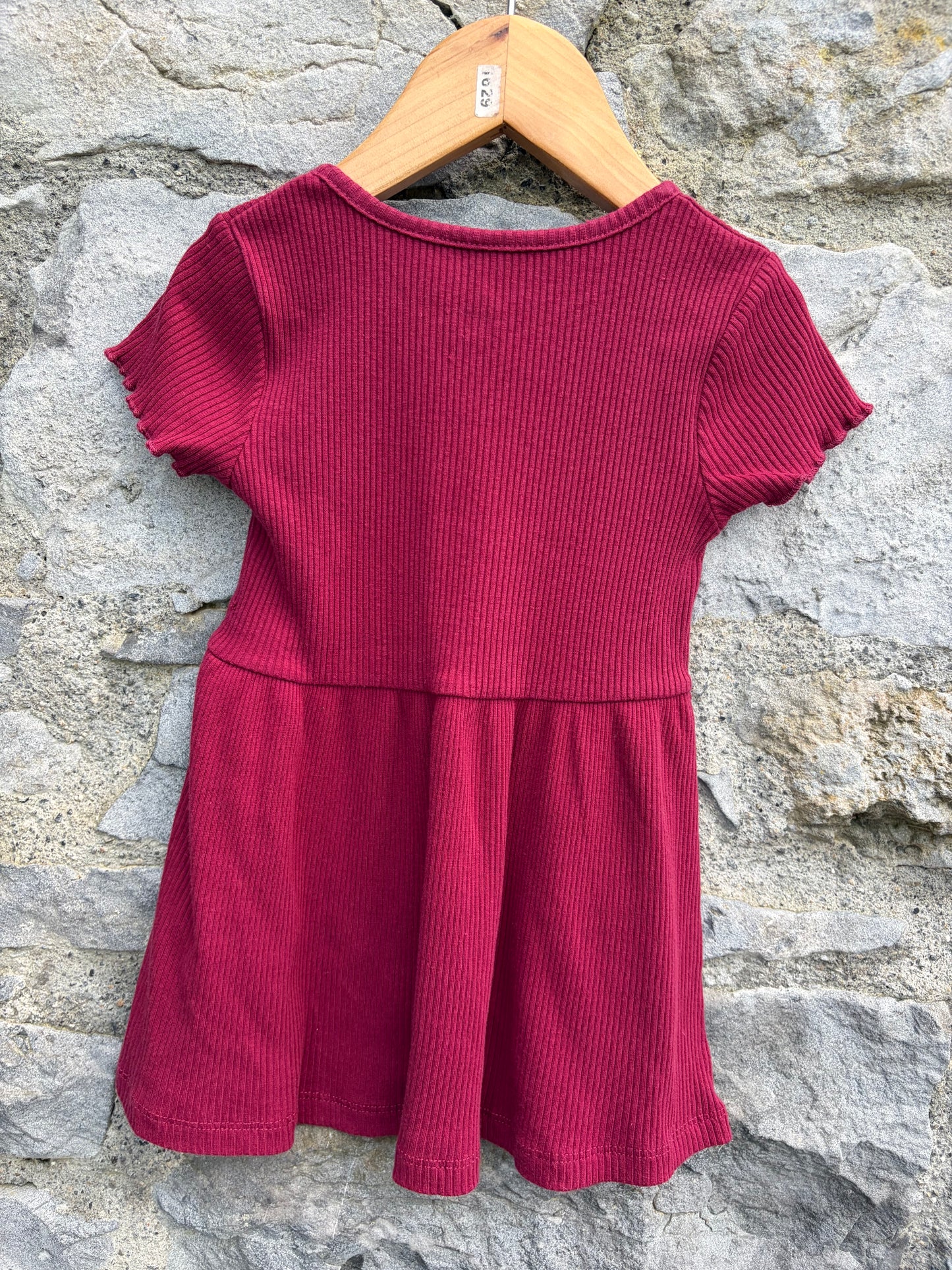 TH ribbed maroon dress 3y (98cm)