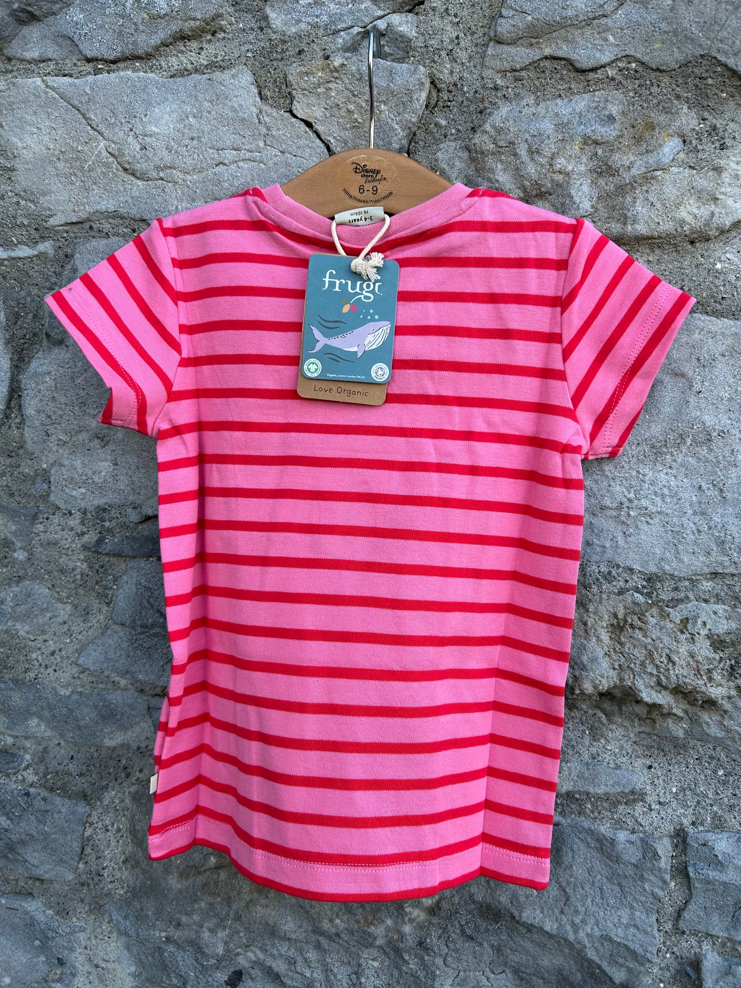 Unicorn pink stripy T-shirt 3-4y (98-104cm)