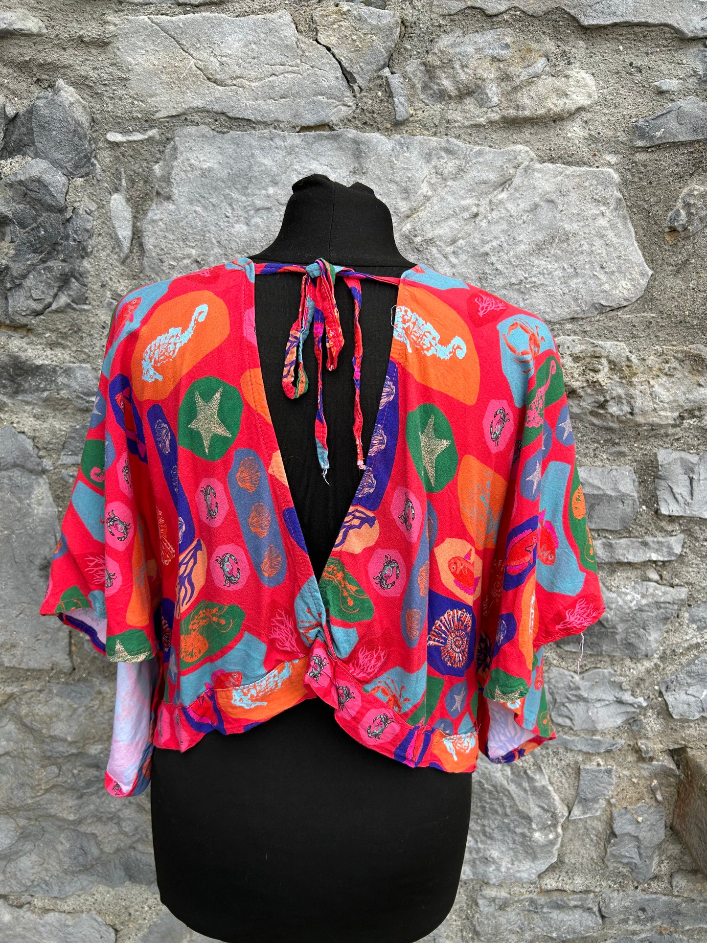 80s red under the sea oversized top uk 12-14