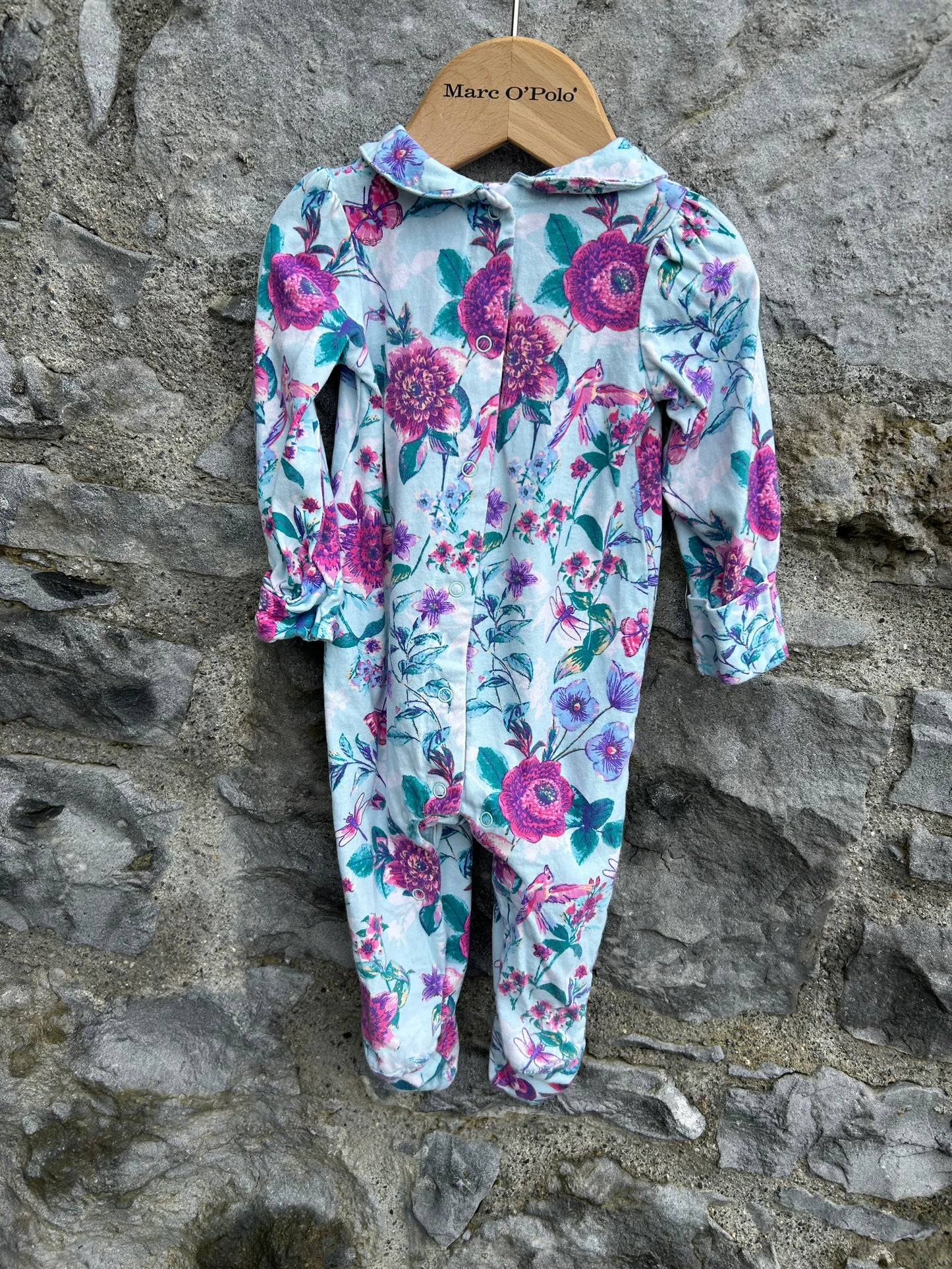 Floral blue onesie 3-6m (62-68cm)