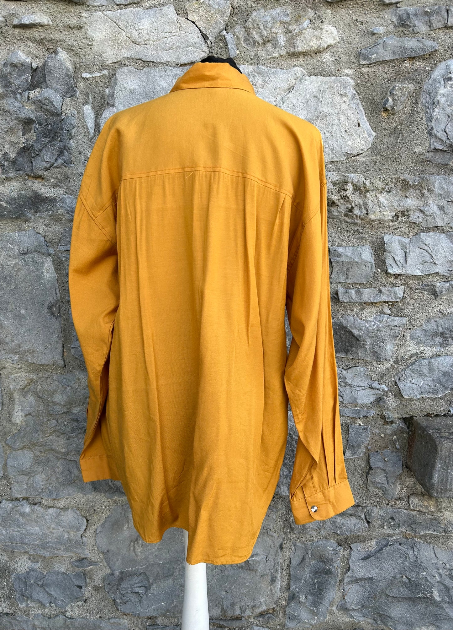90s mustard&brown shirt M/L