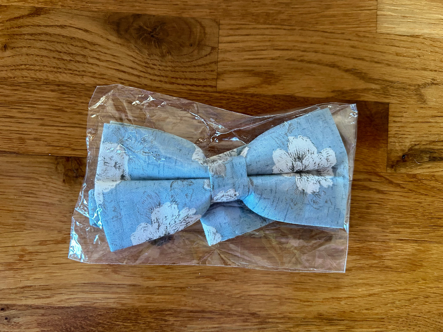 Light blue floral bow tie