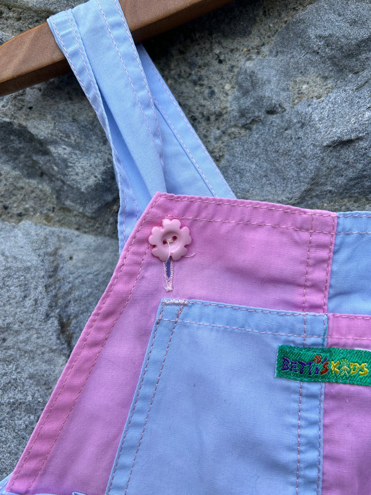 90s Pink&purple short dungarees 2-3y (92-98cm)