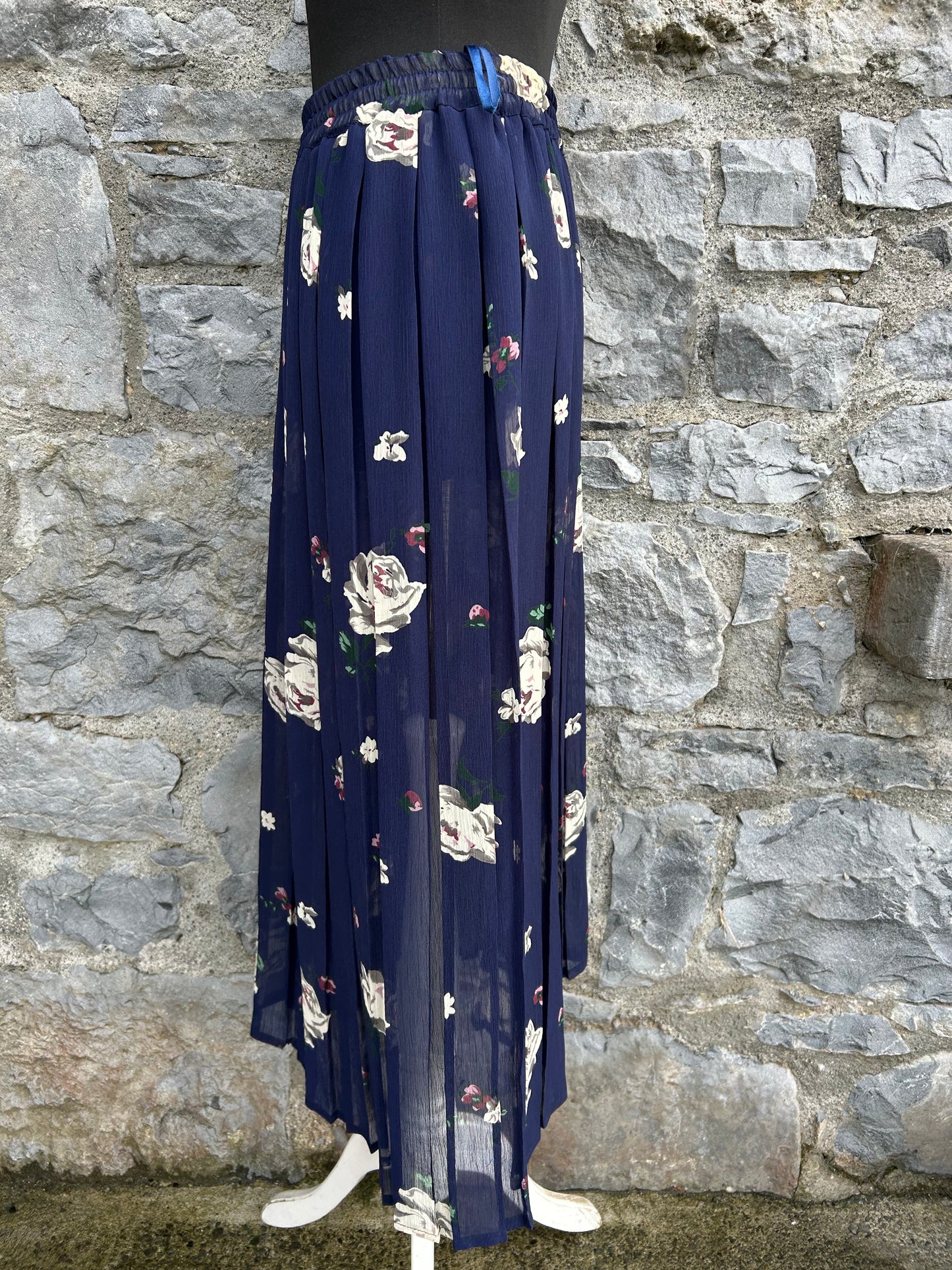 90s floral navy sheer skirt uk 8-10