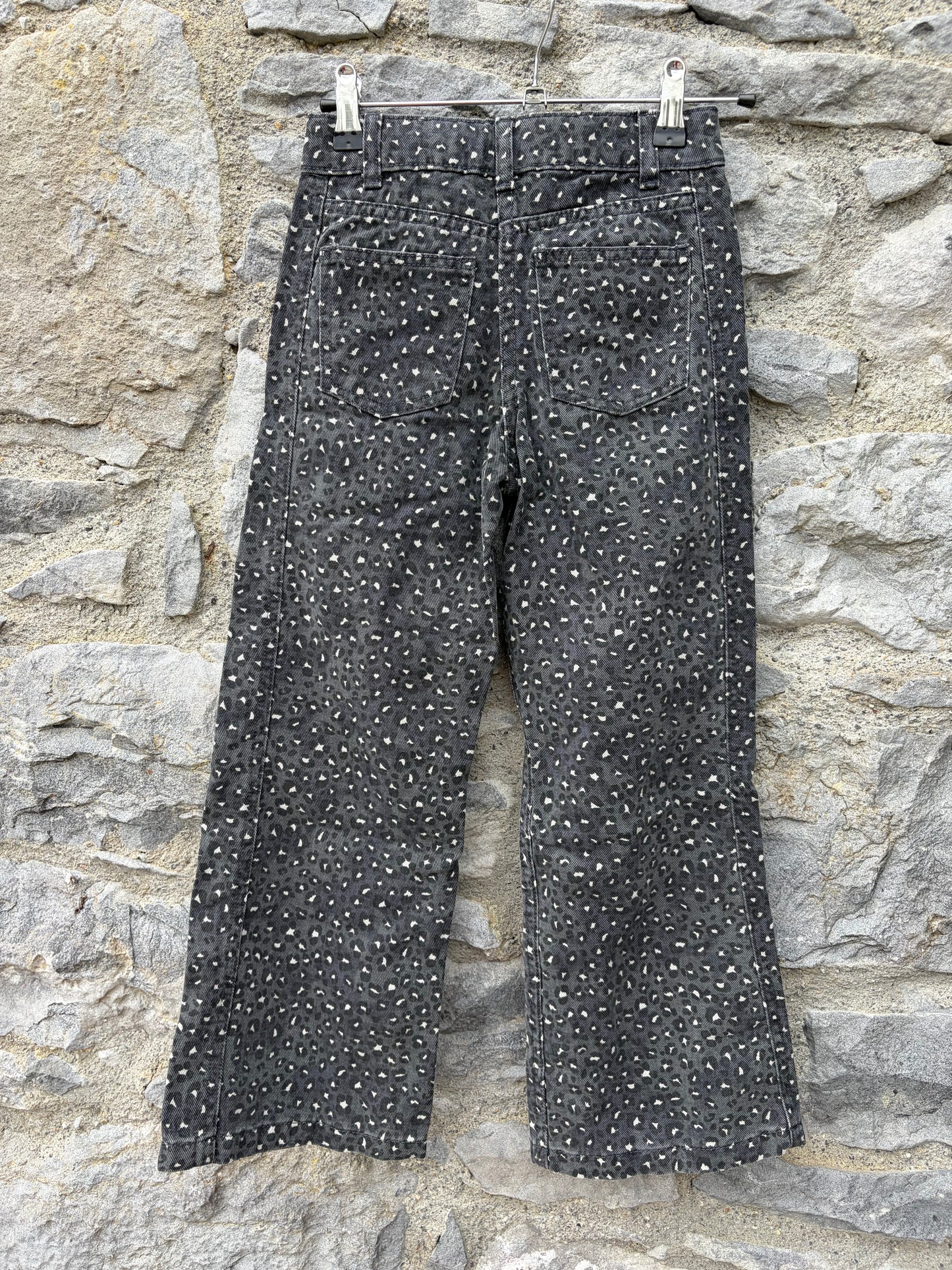 Leopard charcoal wide leg jeans 7-8y (122-128cm)