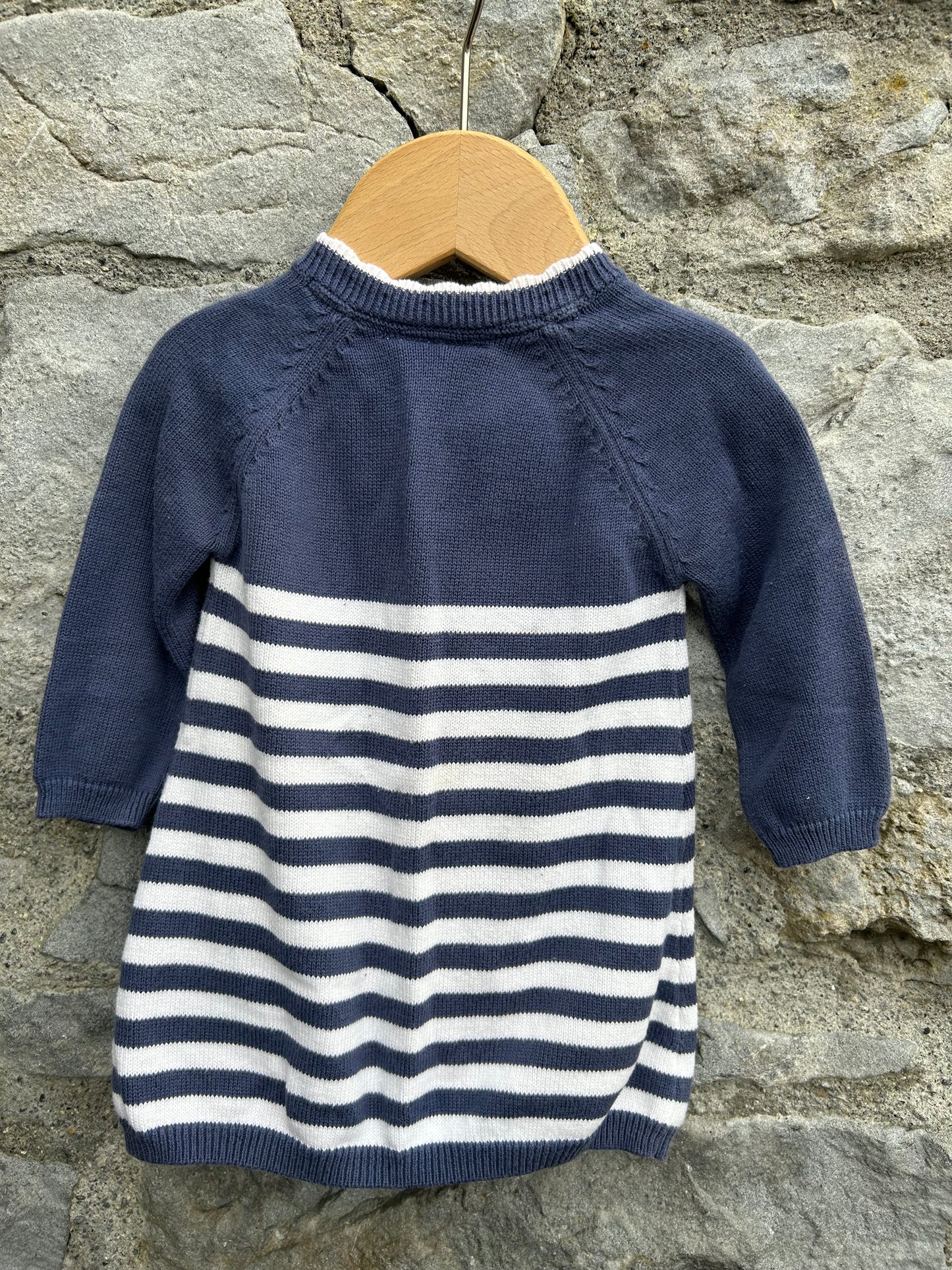 Navy stripy knitted dress 0-3m (56-62cm)