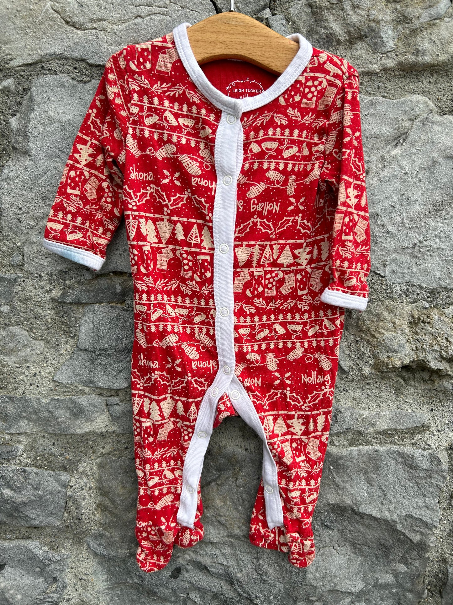 Nollaig Shona red onesie 0-3m (56-62cm)