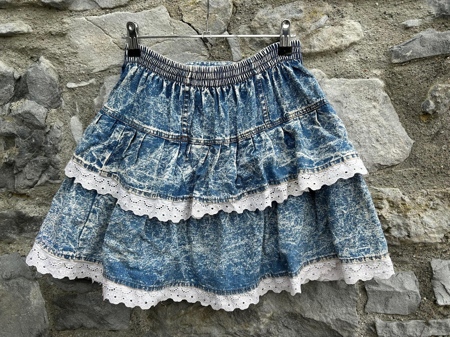 80s acid wash tiered skirt 11-12y (146-152cm)