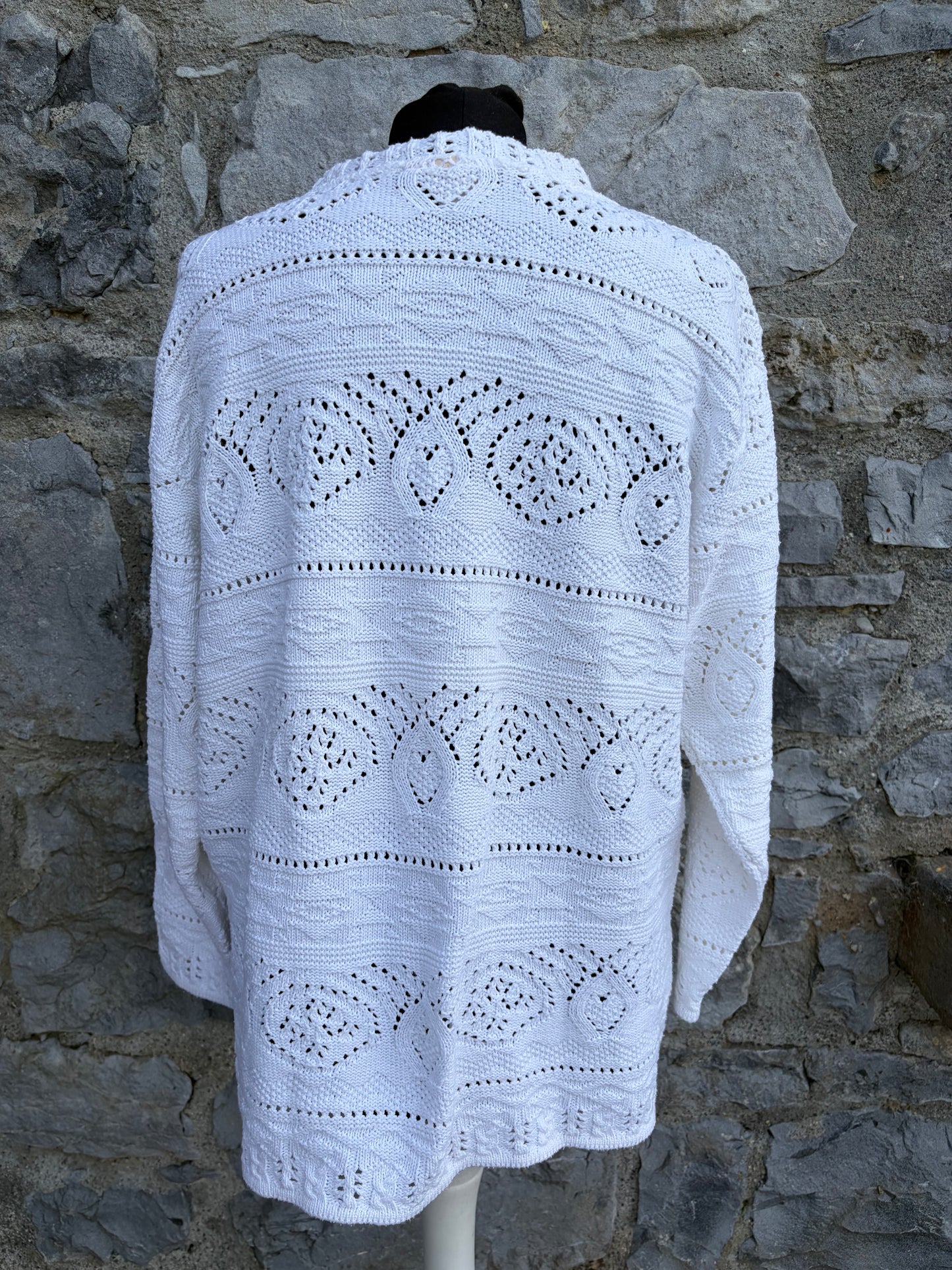 90s white pointelle jumper uk 10-12