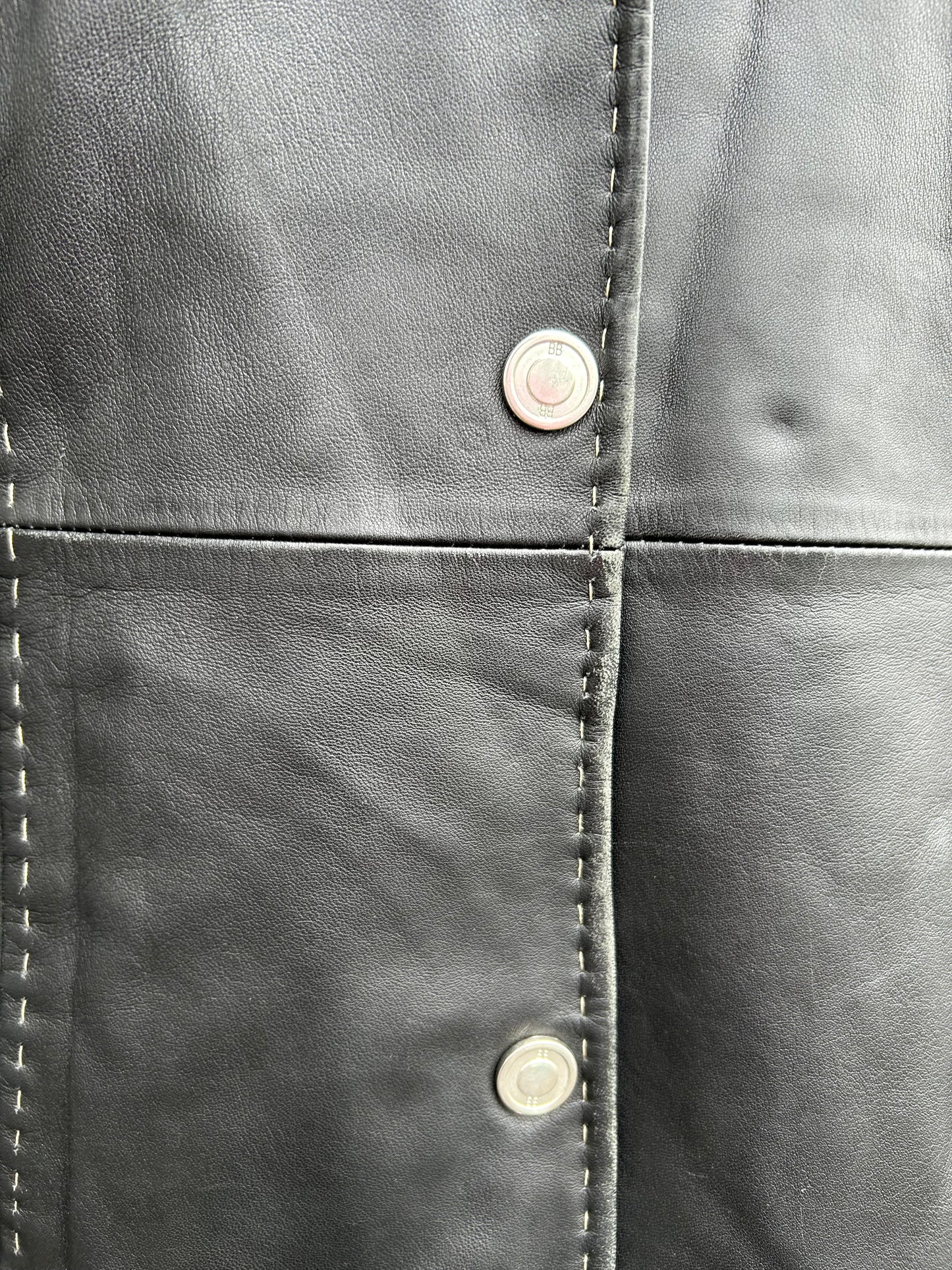 90s black leather coat uk 12